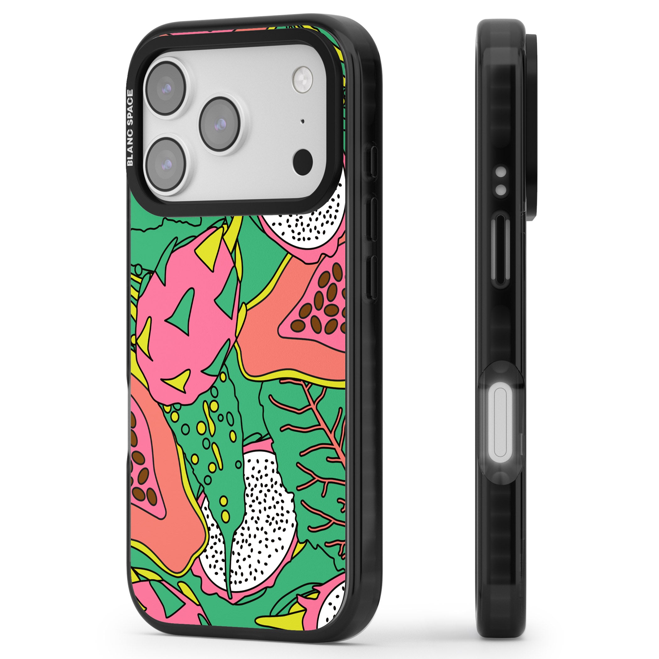 Psychedelic Salad iPhone 17 Pro Impact Black Phone Case Side Profile