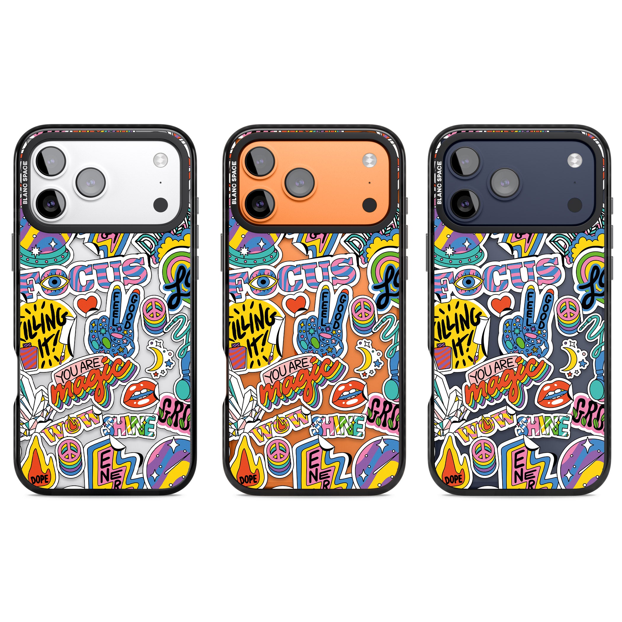 Magic Sticker Collage iPhone 17 Pro Impact Black Phone Case APT Impact Protection