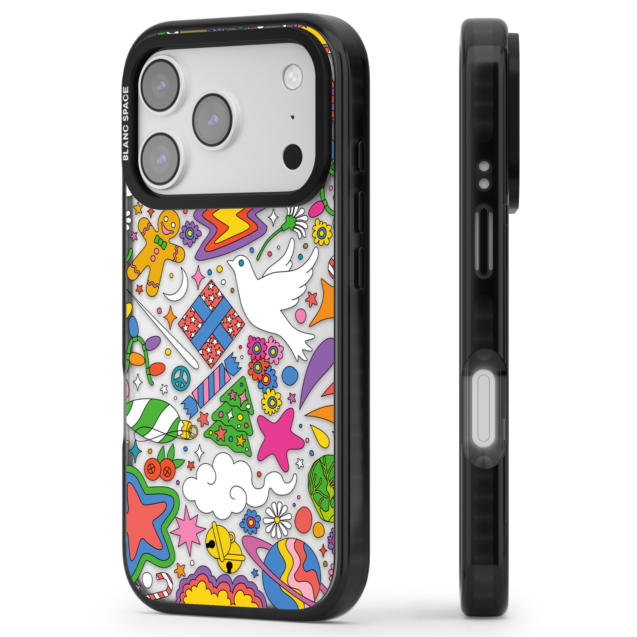 Whimsical Wonderland iPhone 17 Pro Impact Black Phone Case Side Profile