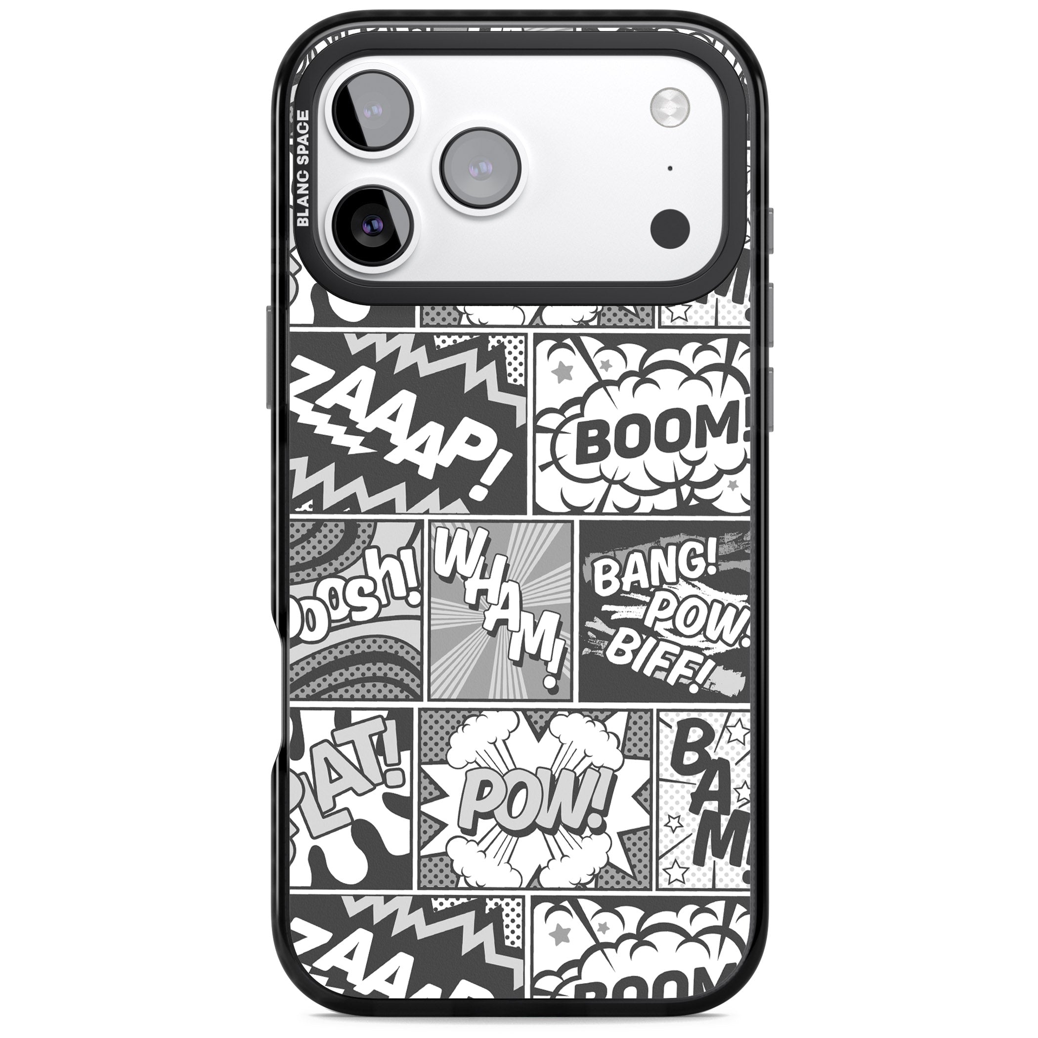 Onomatopoeia (Black & White) iPhone 17 Pro Impact Black Phone Case