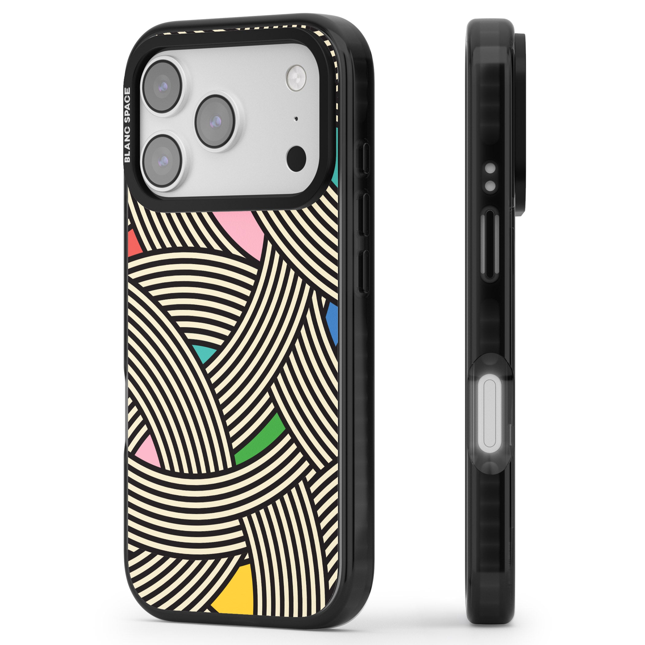 Multicolour Optic Waves iPhone 17 Pro Impact Black Phone Case Side Profile
