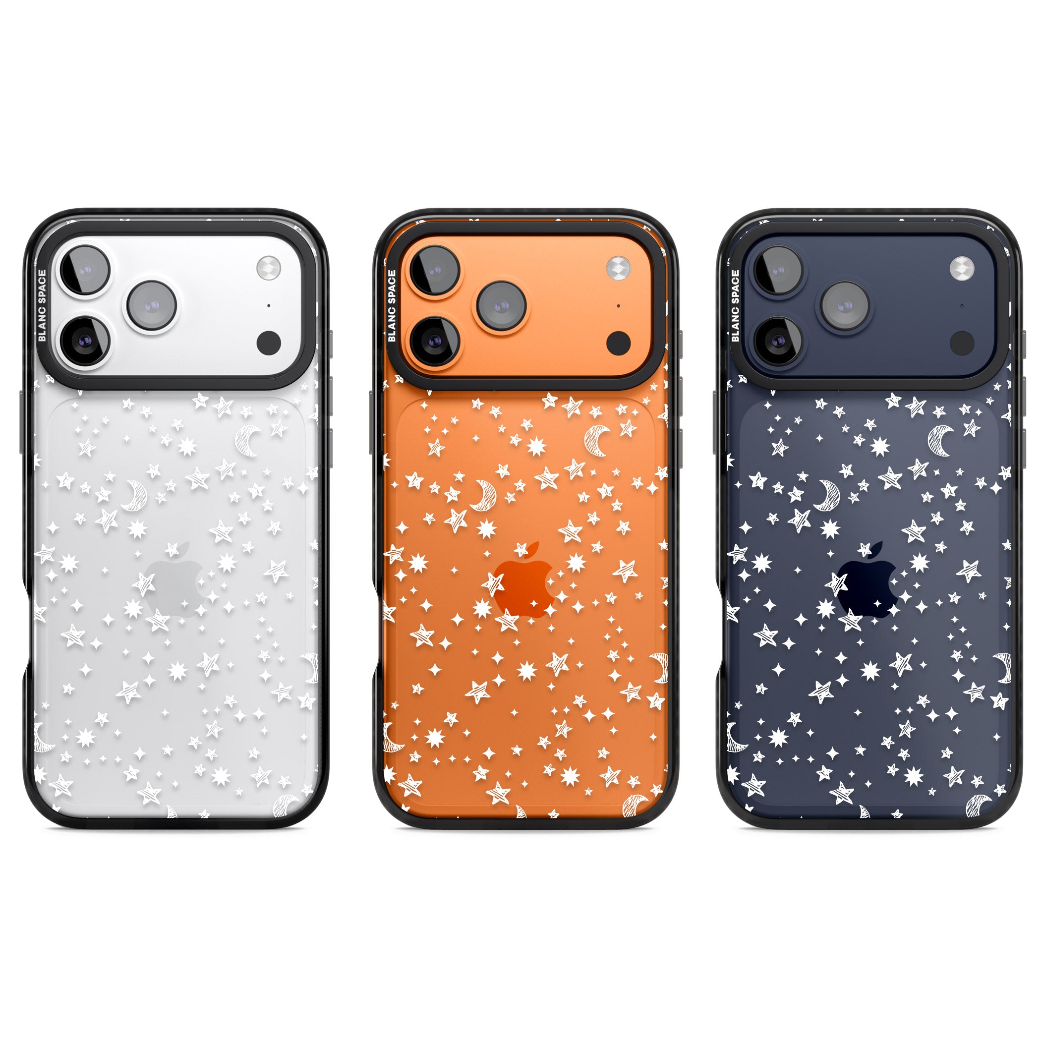 White Cosmic Galaxy Pattern iPhone 17 Pro Impact Black Phone Case APT Impact Protection