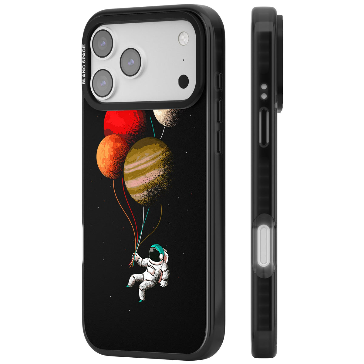 Astronaut Balloon Planets iPhone 17 Pro Max Impact Black Phone Case side