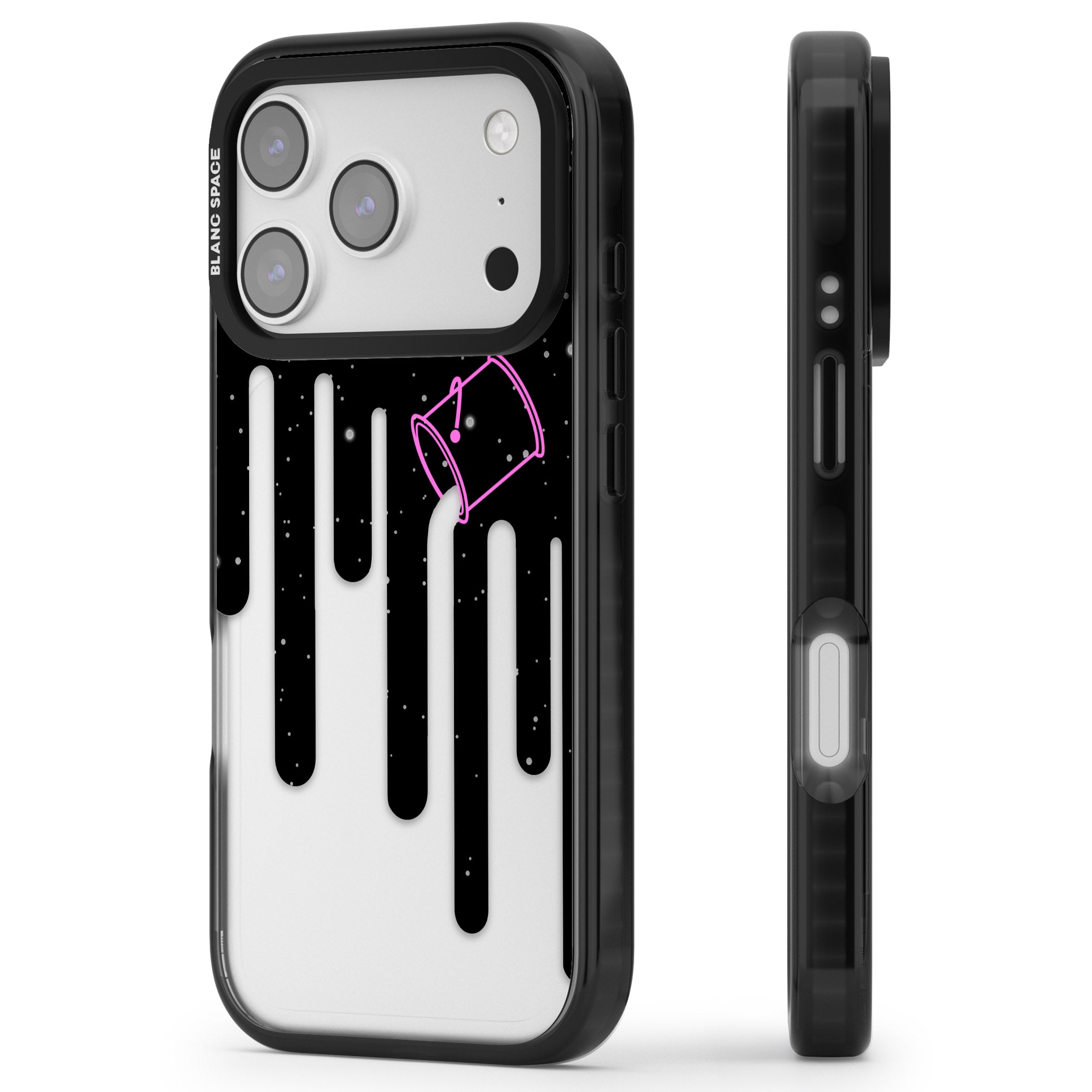Cosmic Drip iPhone 17 Pro Impact Black Phone Case Side Profile