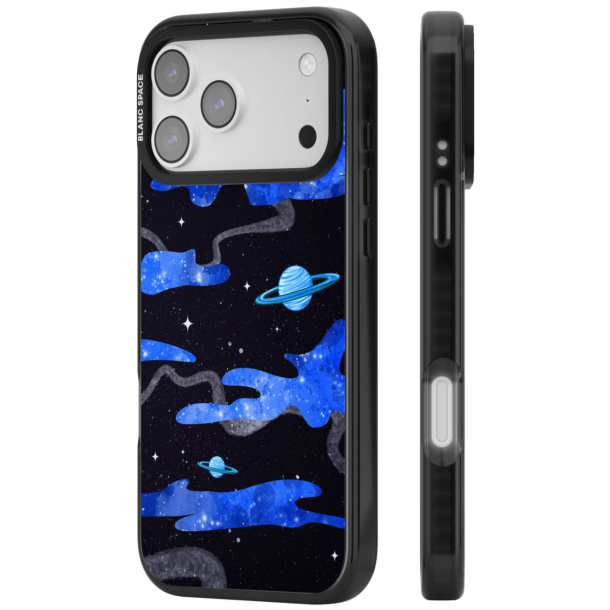 Blue Galaxy iPhone 17 Pro Max Impact Black Phone Case side