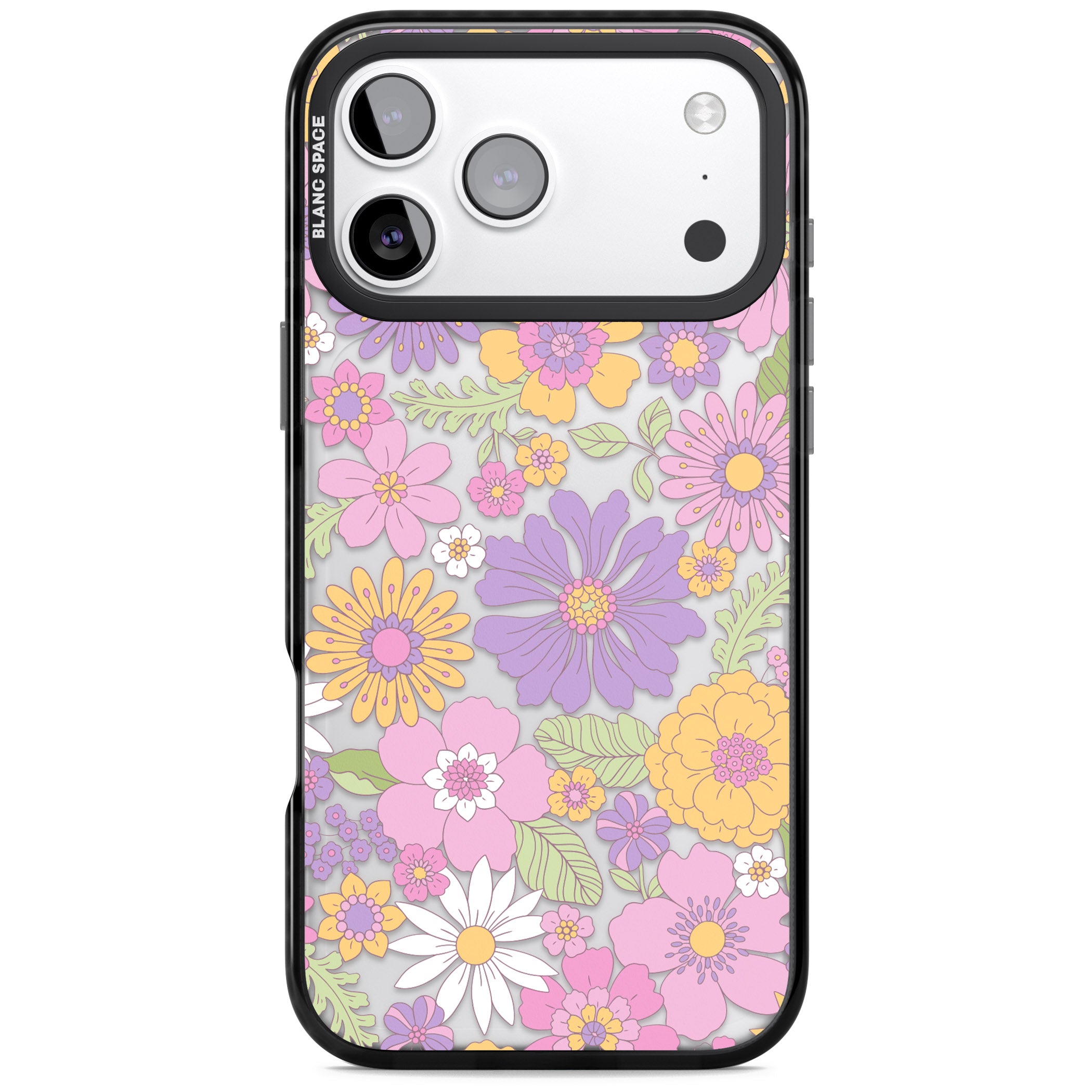 Soft Flower Mix iPhone 17 Pro Impact Black Phone Case
