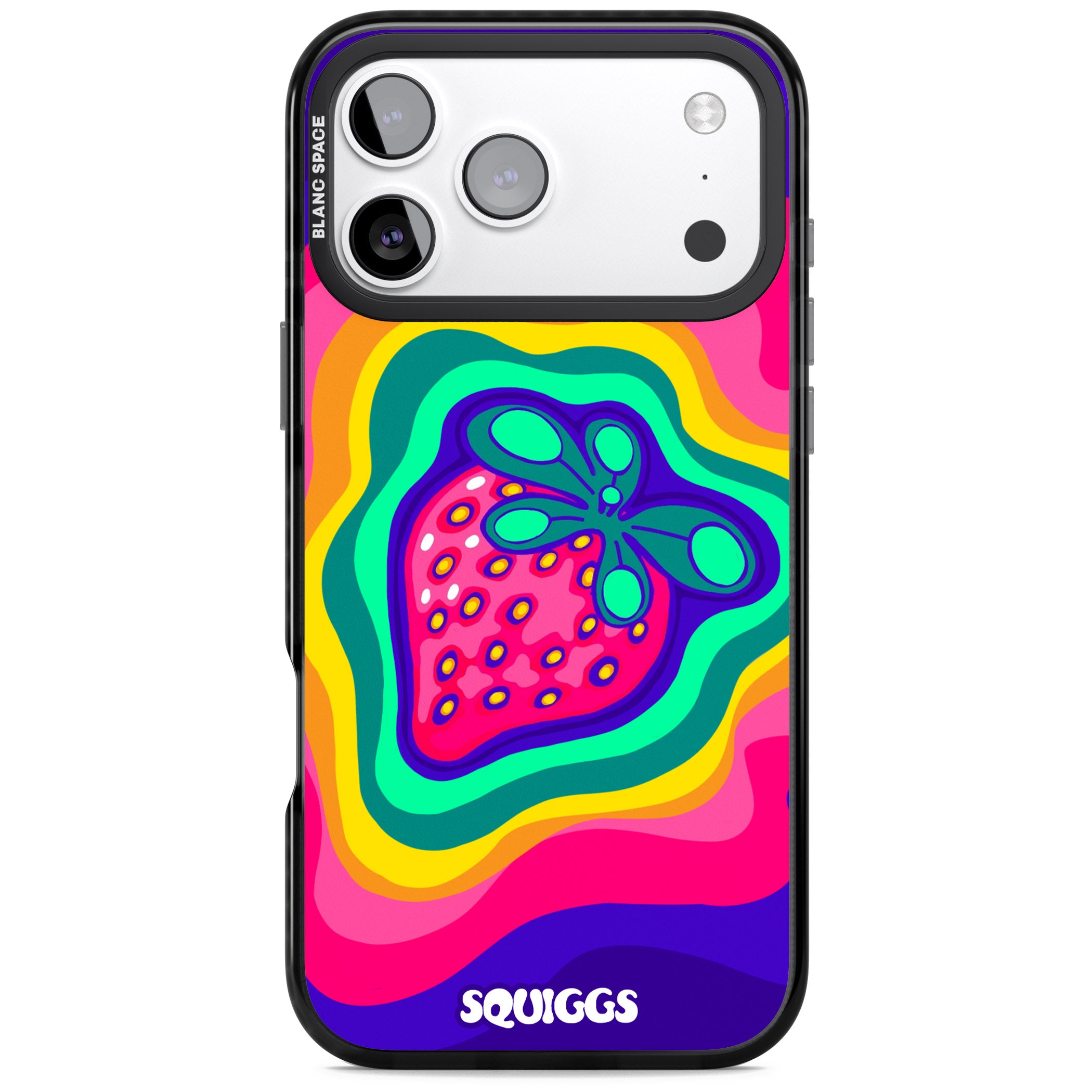 Strawberry Rainbow iPhone 17 Pro Impact Black Phone Case