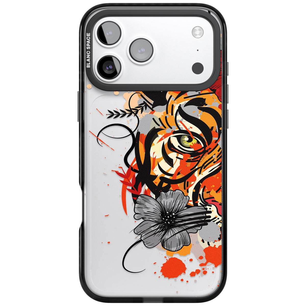Sugar Skull Tiger iPhone 17 Pro Max Impact Black Phone Case front