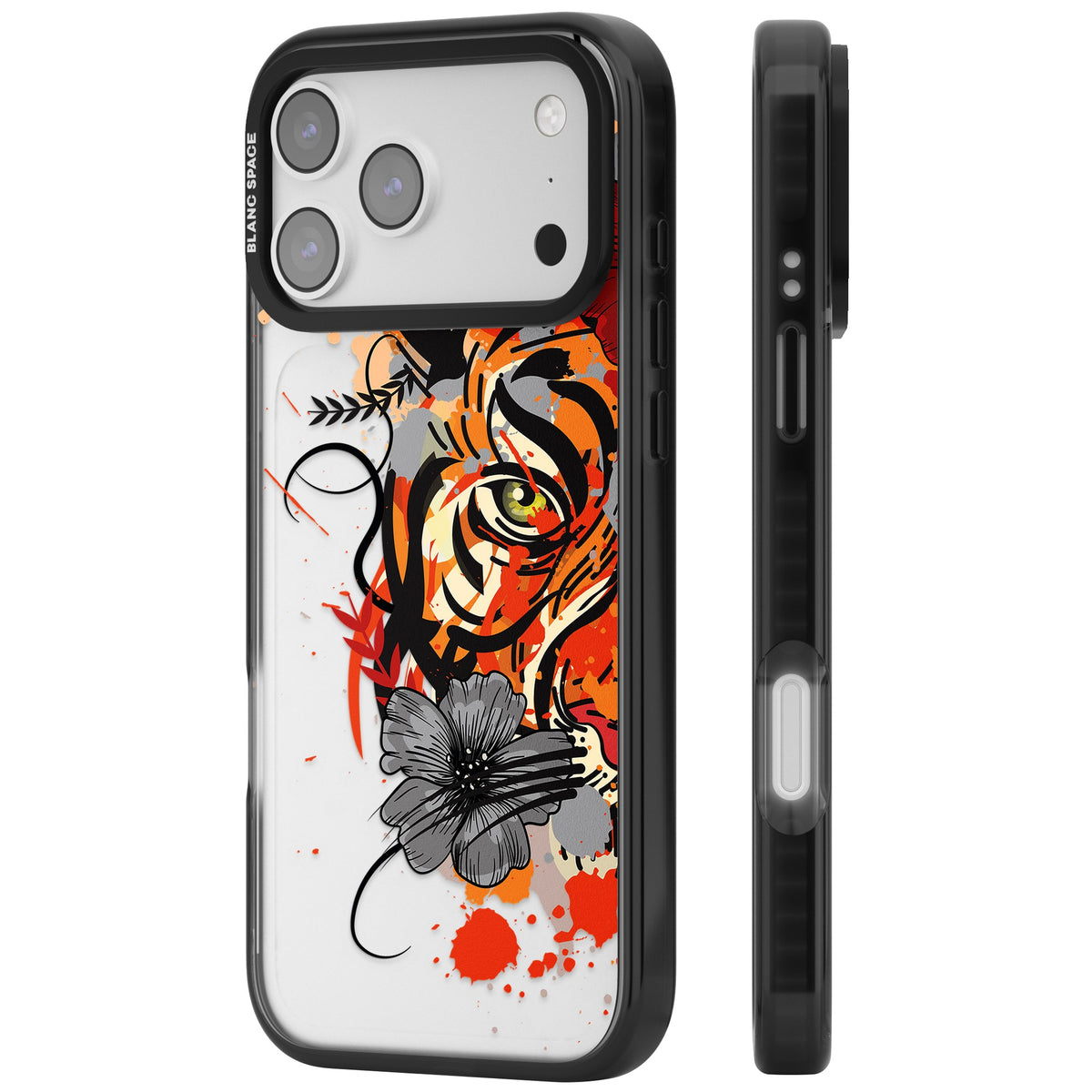 Sugar Skull Tiger iPhone 17 Pro Max Impact Black Phone Case side