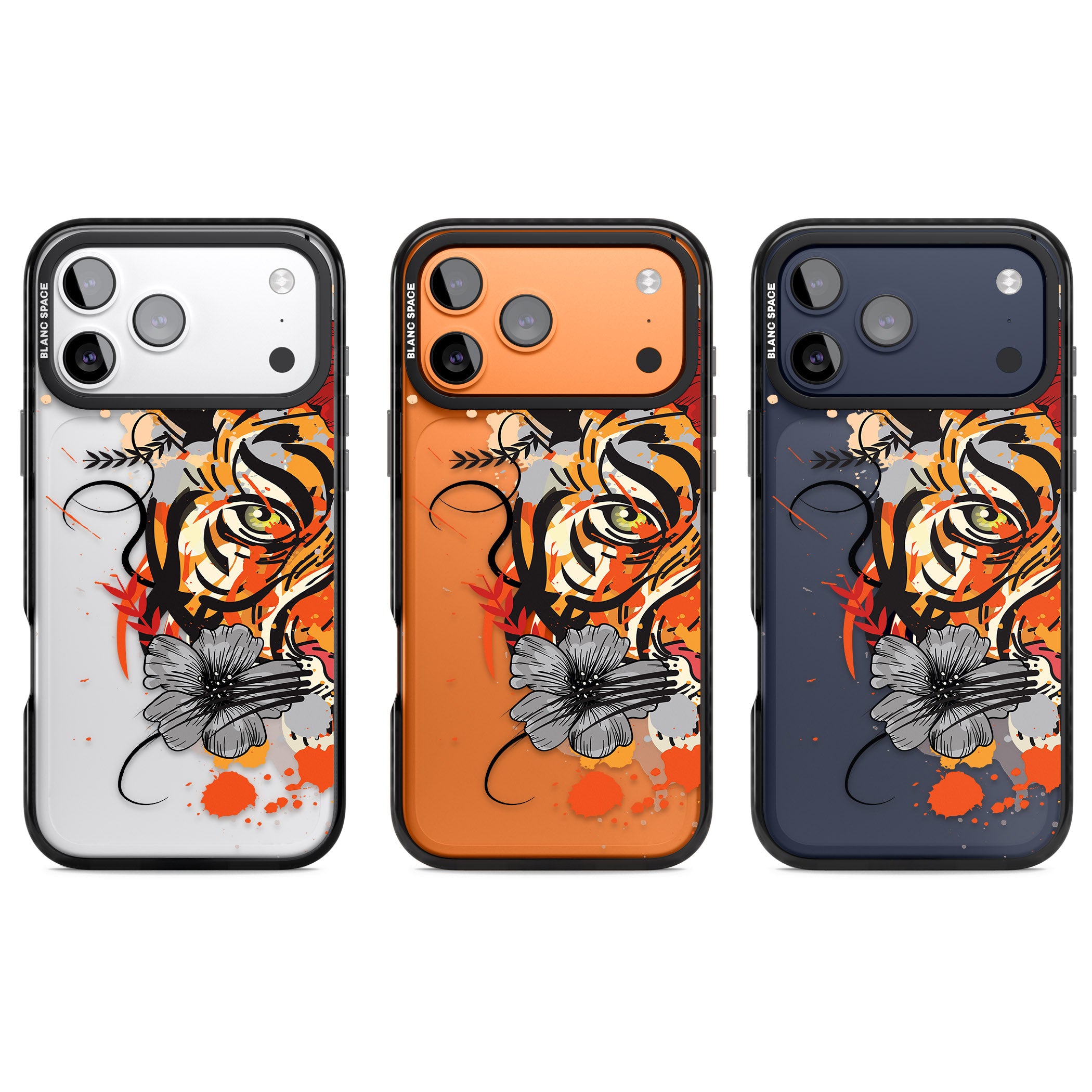 Sugar Skull Tiger iPhone 17 Pro Impact Black Phone Case APT Impact Protection