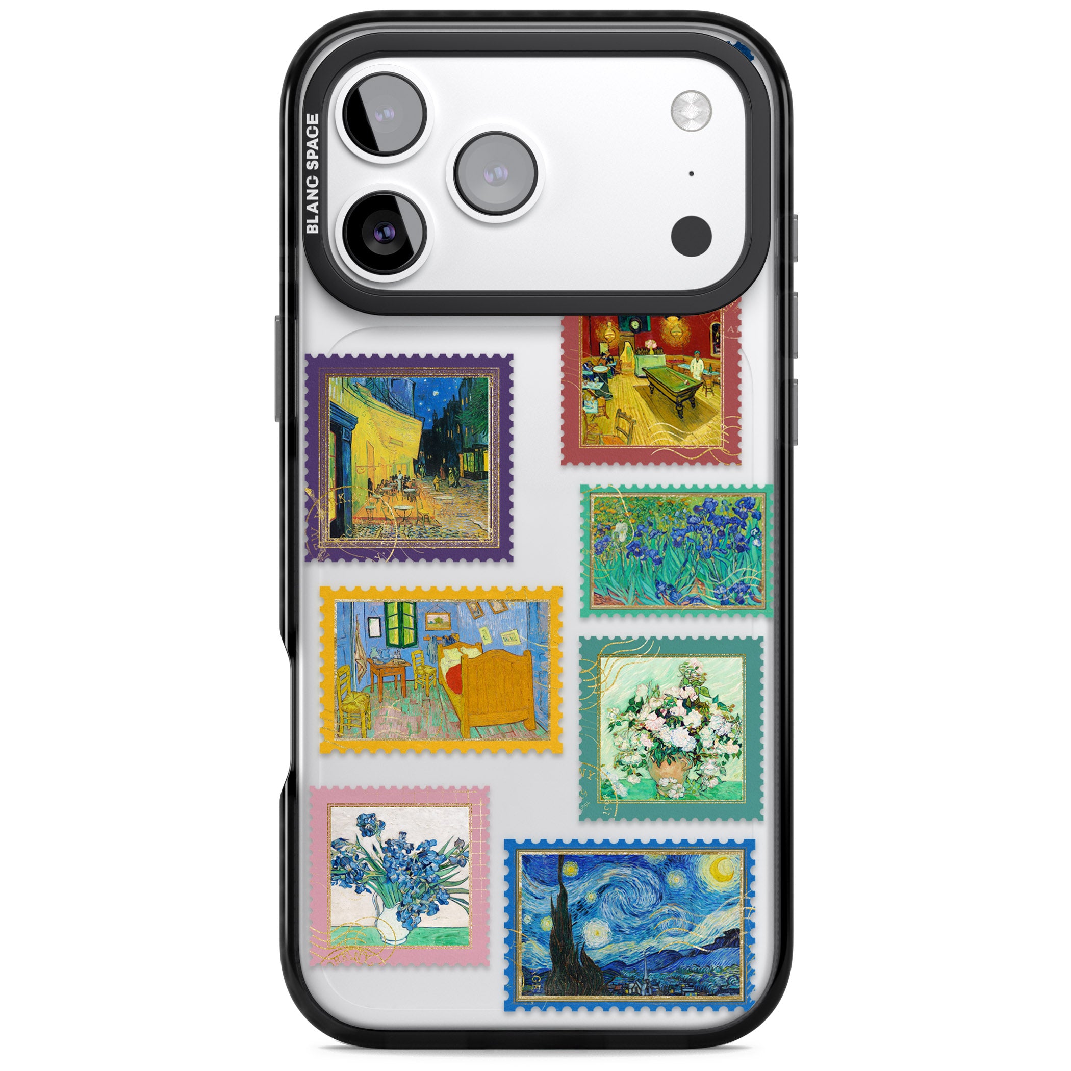 Colourful Vintage Art Stamps iPhone 17 Pro Impact Black Phone Case