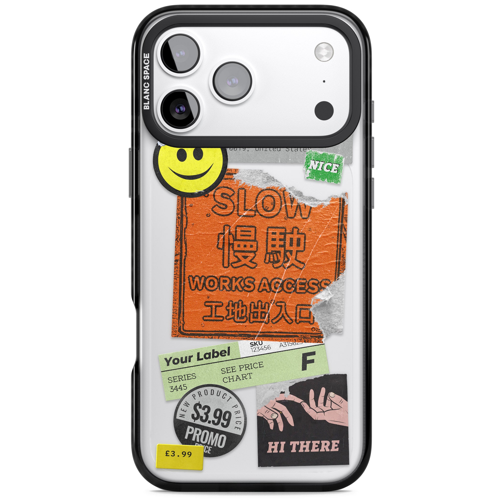 Kanji Signs Sticker Mix iPhone 17 Pro Impact Black Phone Case