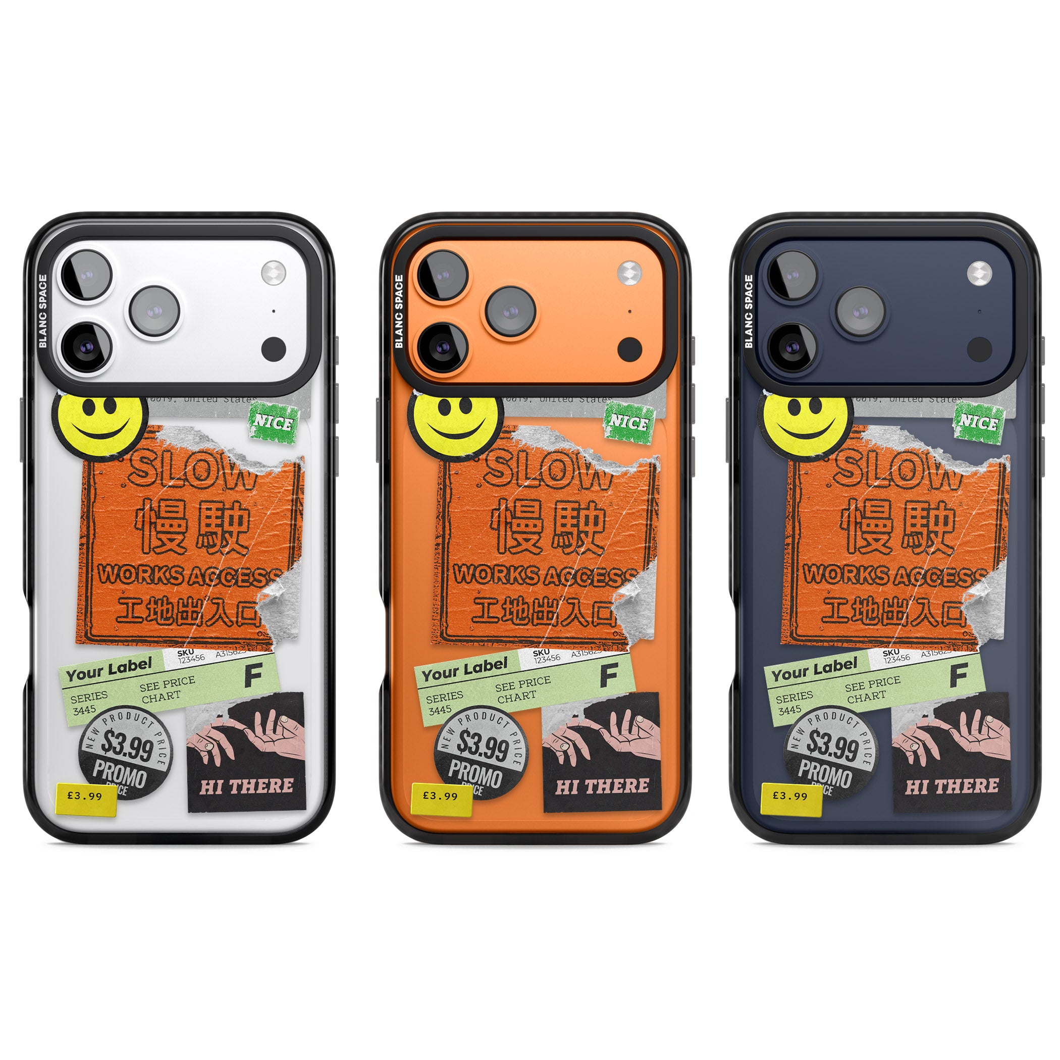 Kanji Signs Sticker Mix iPhone 17 Pro Impact Black Phone Case APT Impact Protection