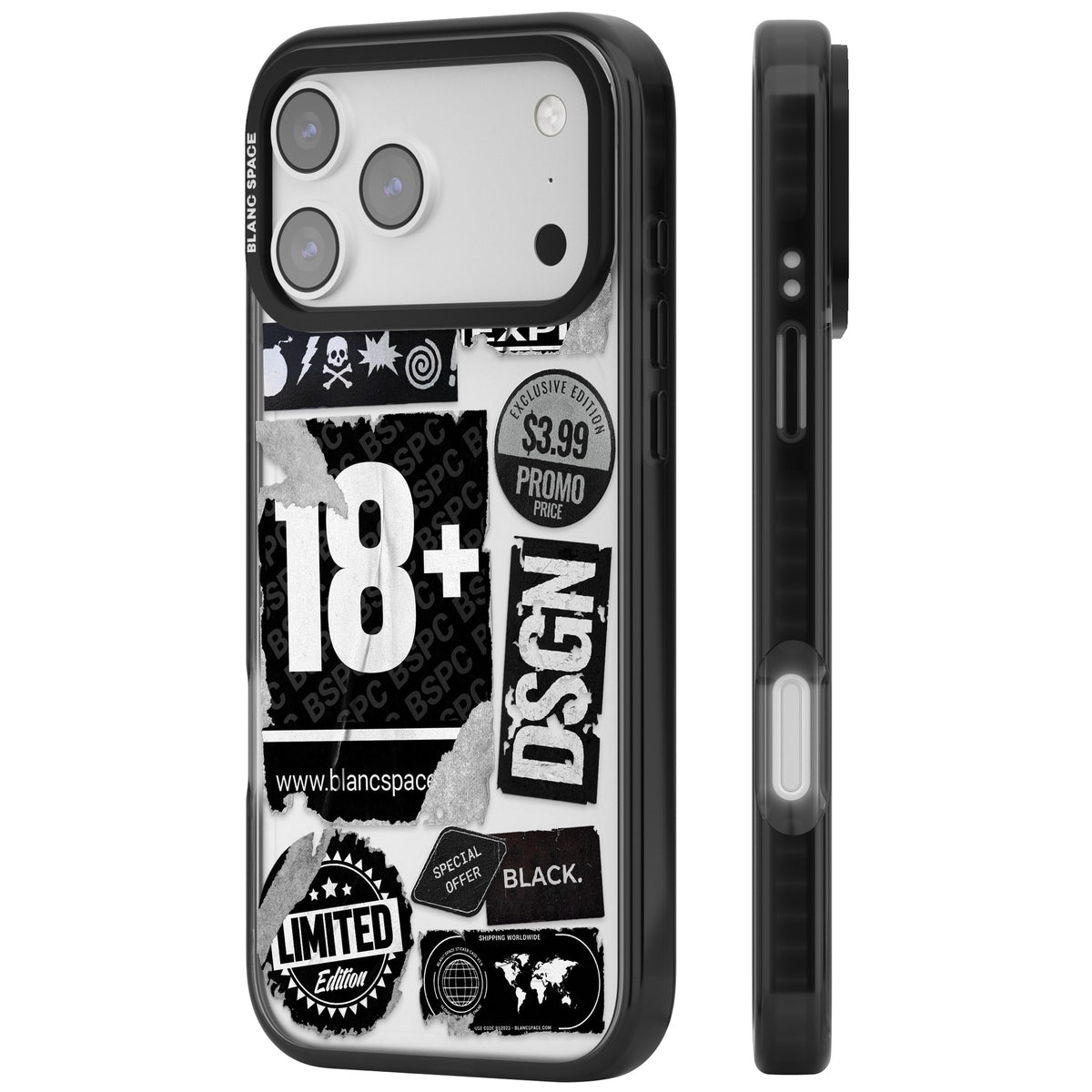 Black Sticker Mix iPhone 17 Pro Max Impact Black Phone Case side