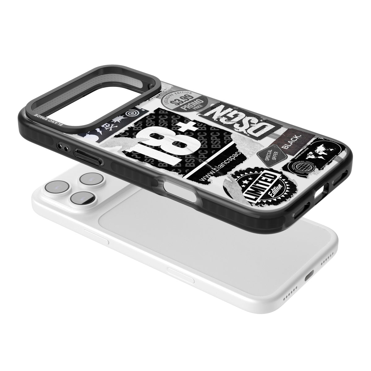 Black Sticker Mix iPhone 17 Pro Max Impact Black Phone Case angled