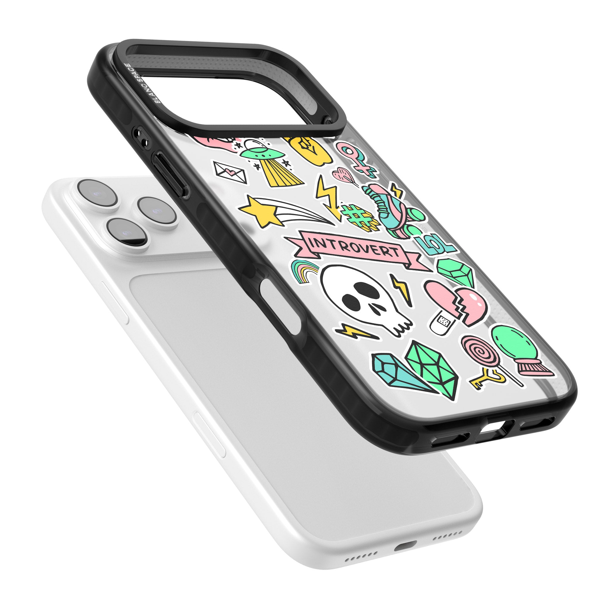 Introvert Sticker iPhone 17 Pro Impact Black Phone Case Colours