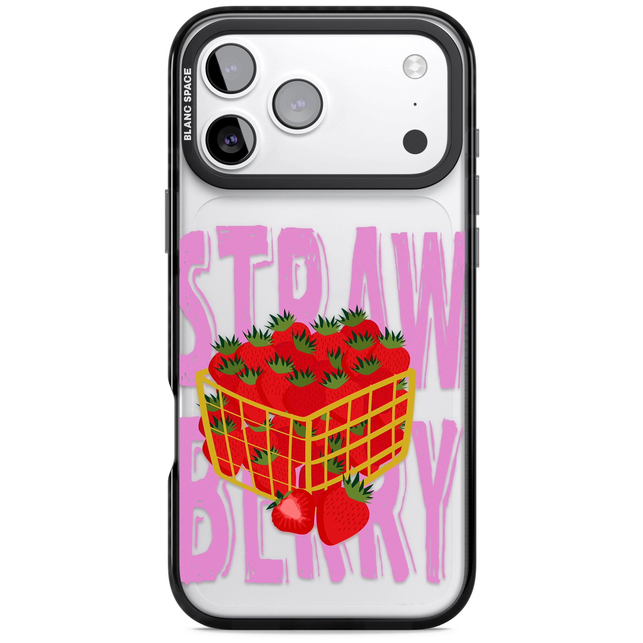 Strawberry Basket iPhone 17 Pro Impact Black Phone Case