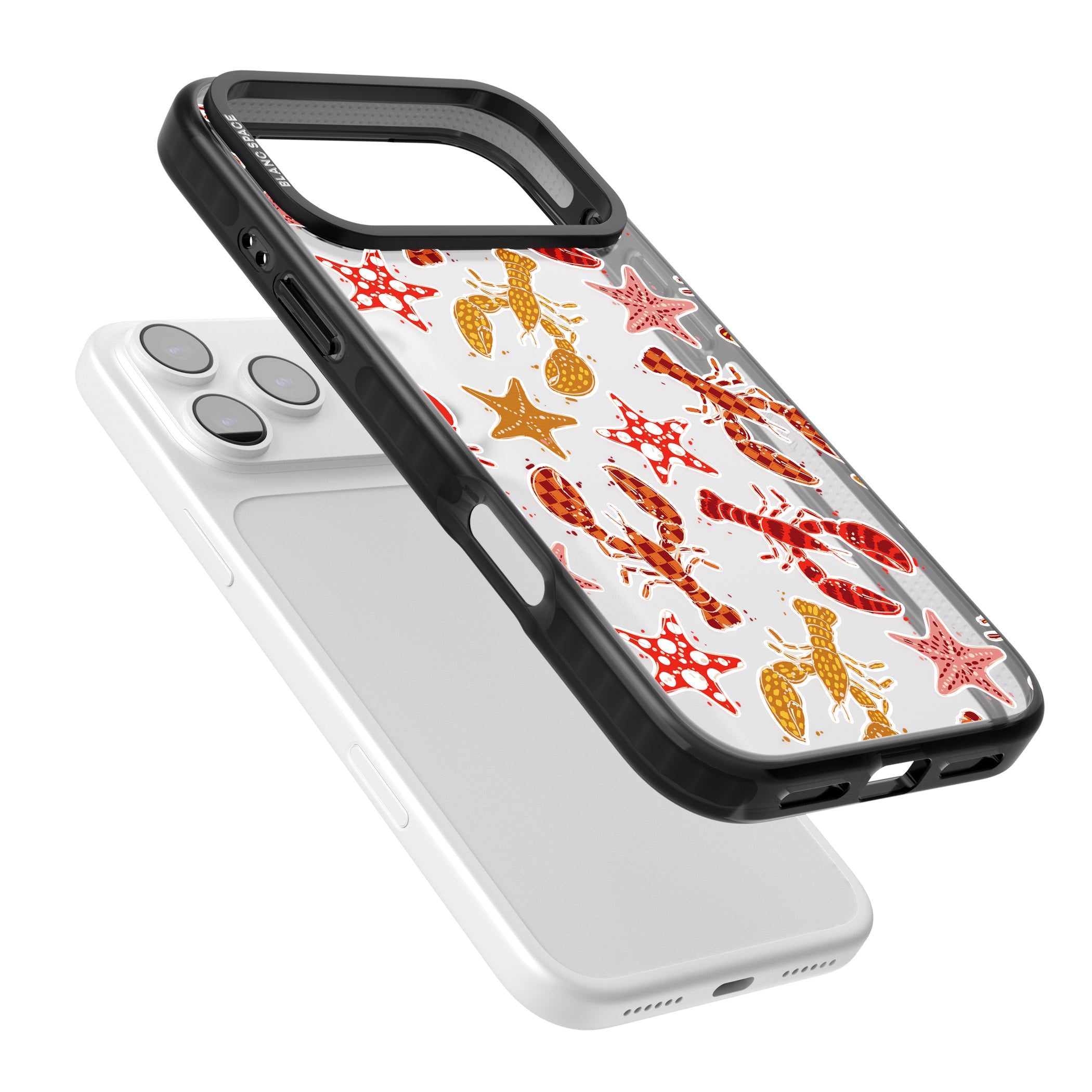 Lobster & Starfish Coastal Pattern iPhone 17 Pro Impact Black Phone Case Colours