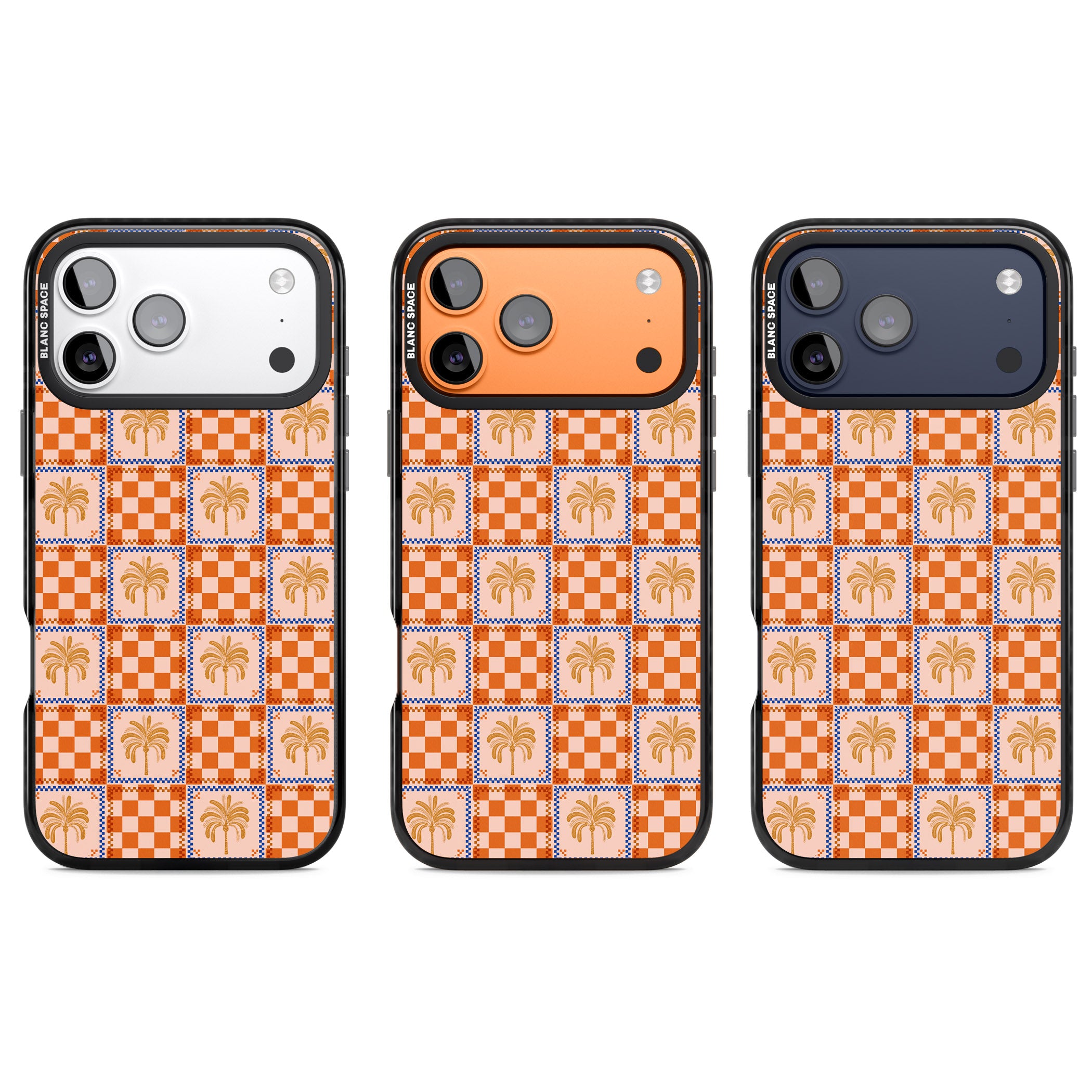 Terracotta Summer Checked iPhone 17 Pro Impact Black Phone Case APT Impact Protection