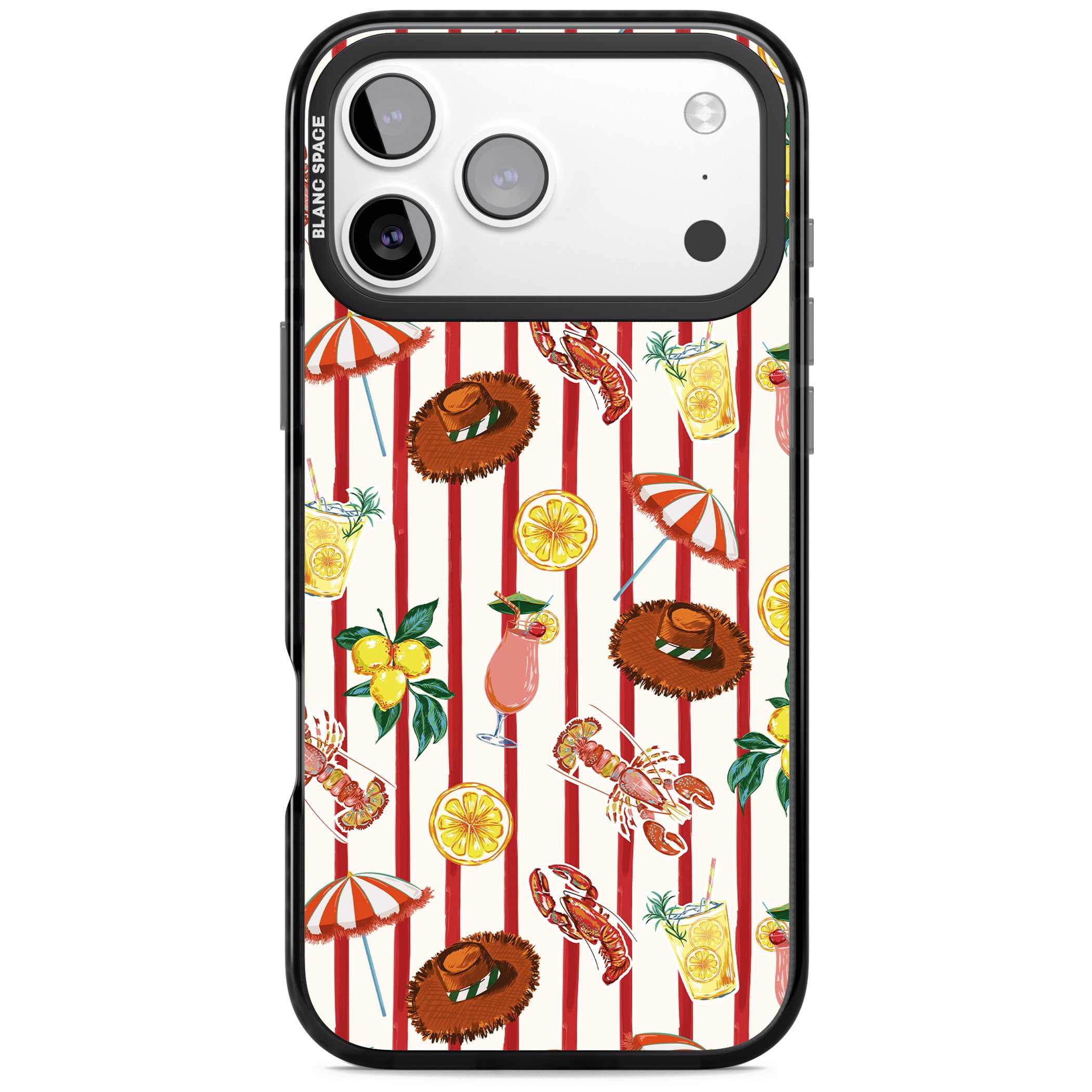 Italian Beach Pattern iPhone 17 Pro Impact Black Phone Case