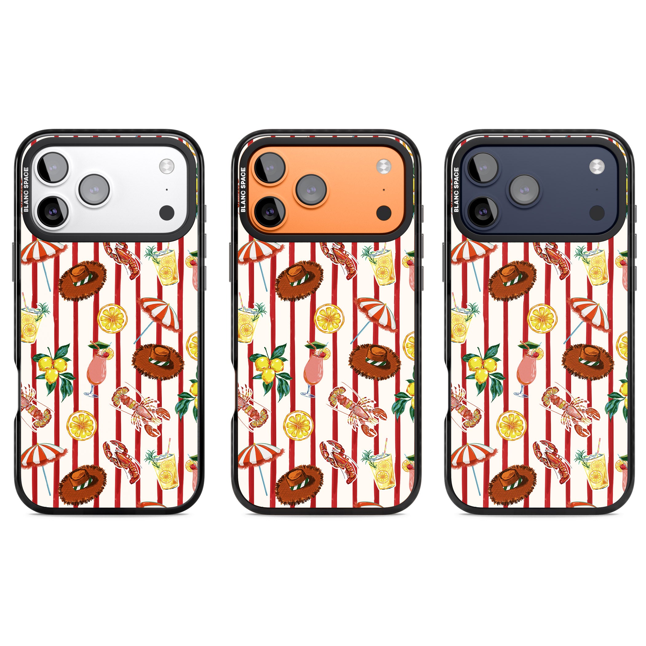 Italian Beach Pattern iPhone 17 Pro Impact Black Phone Case APT Impact Protection