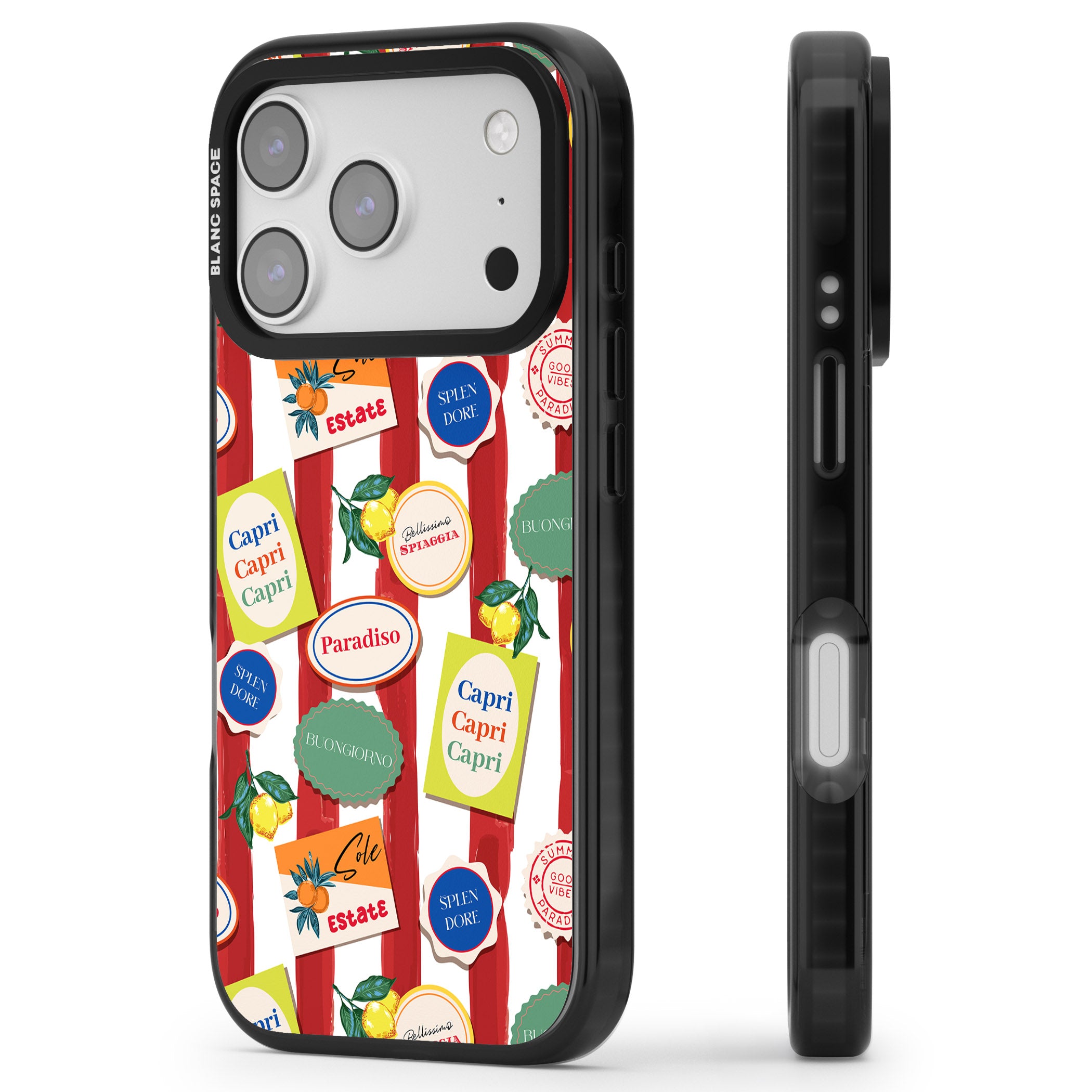 Capri iPhone 17 Pro Impact Black Phone Case Side Profile