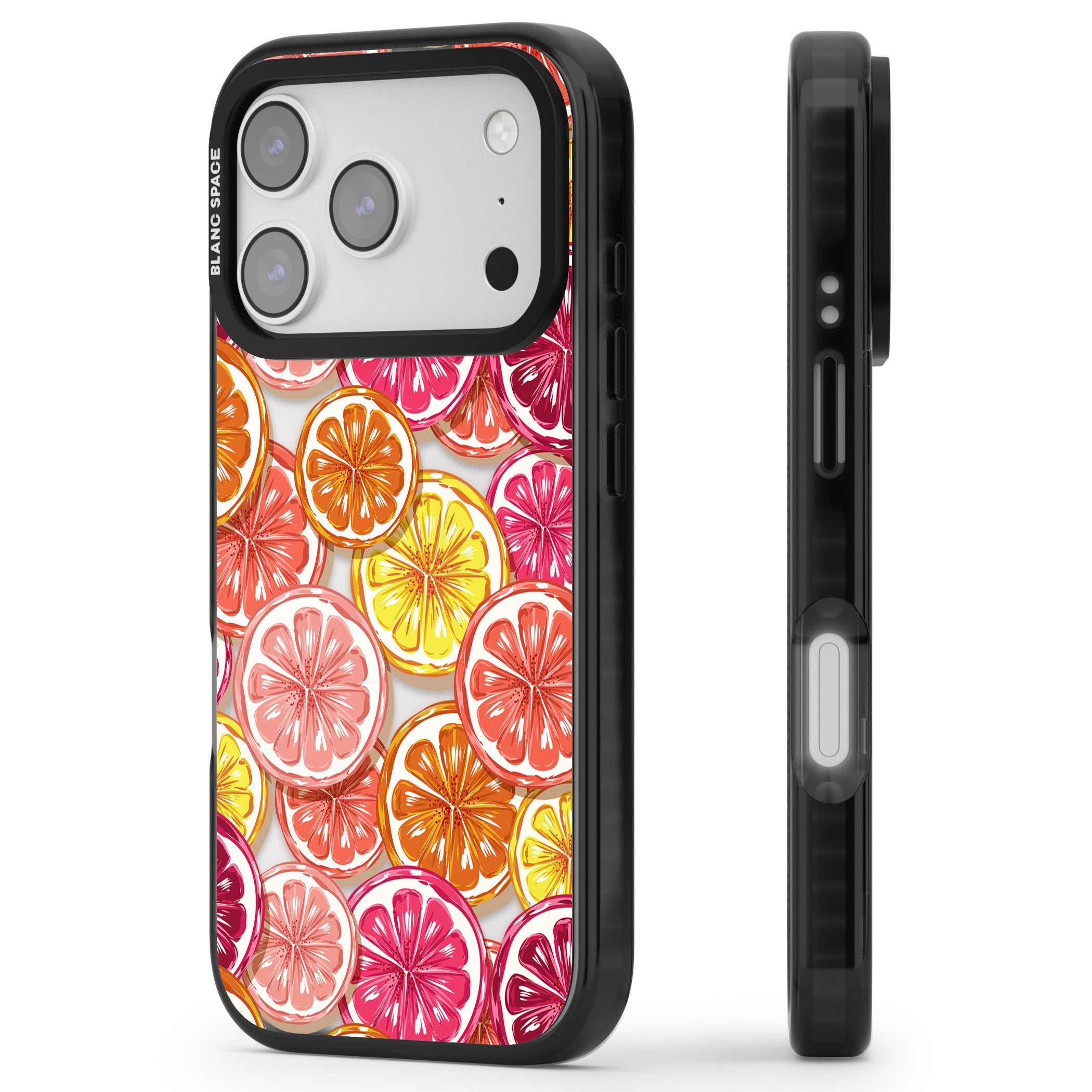 Citrus Fiesta iPhone 17 Pro Impact Black Phone Case Side Profile