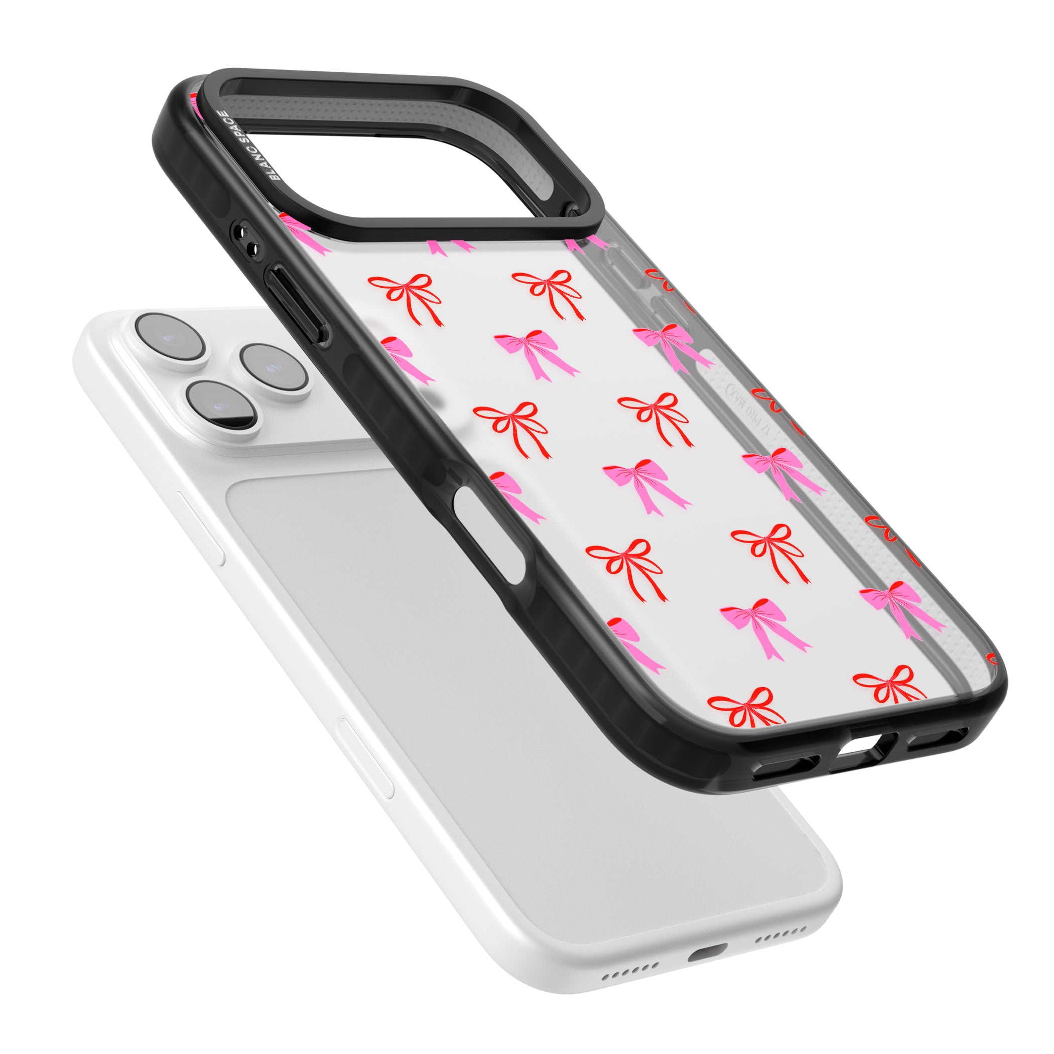 Cute Bow Pattern iPhone 17 Pro Impact Black Phone Case Colours