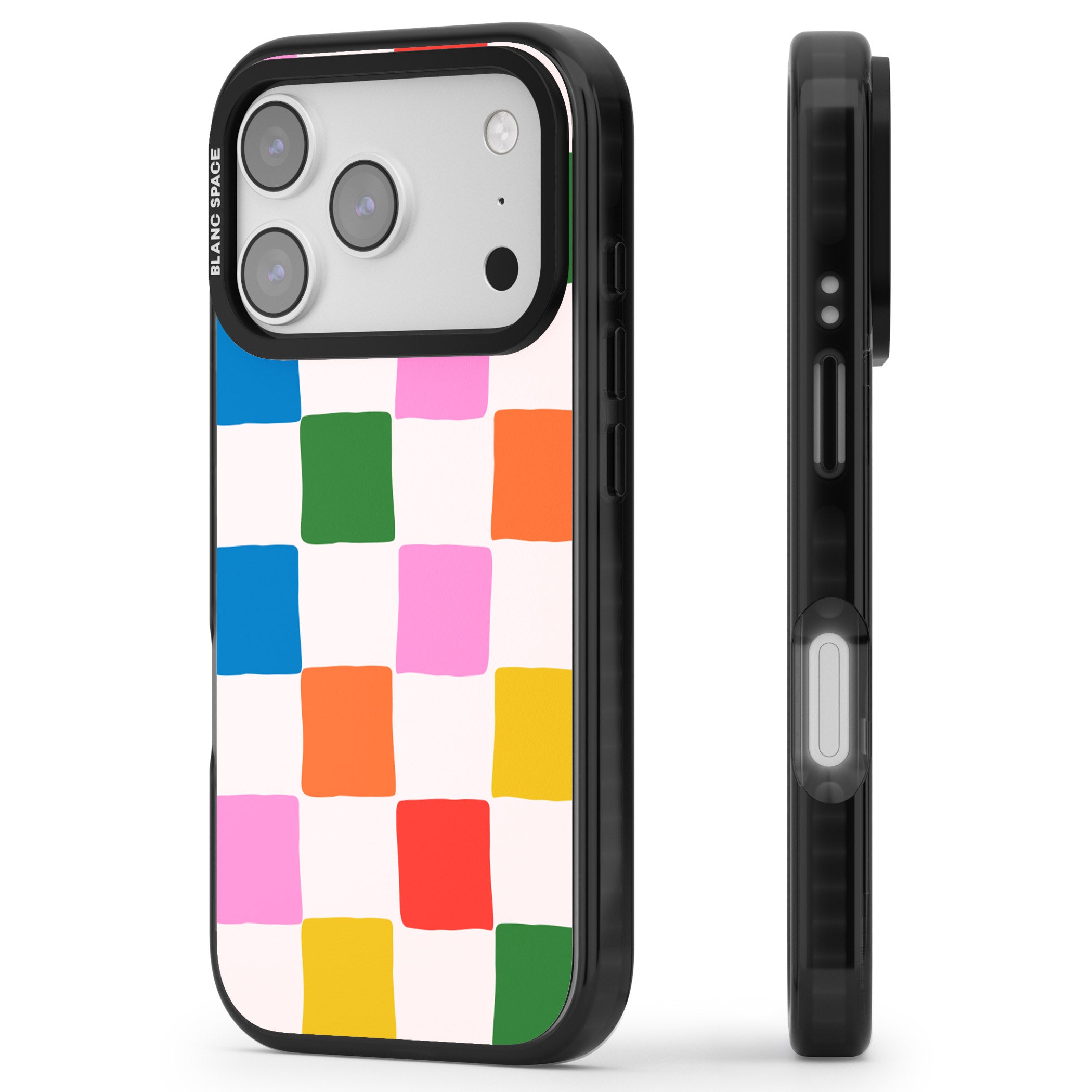 Colour Checked iPhone 17 Pro Impact Black Phone Case Side Profile