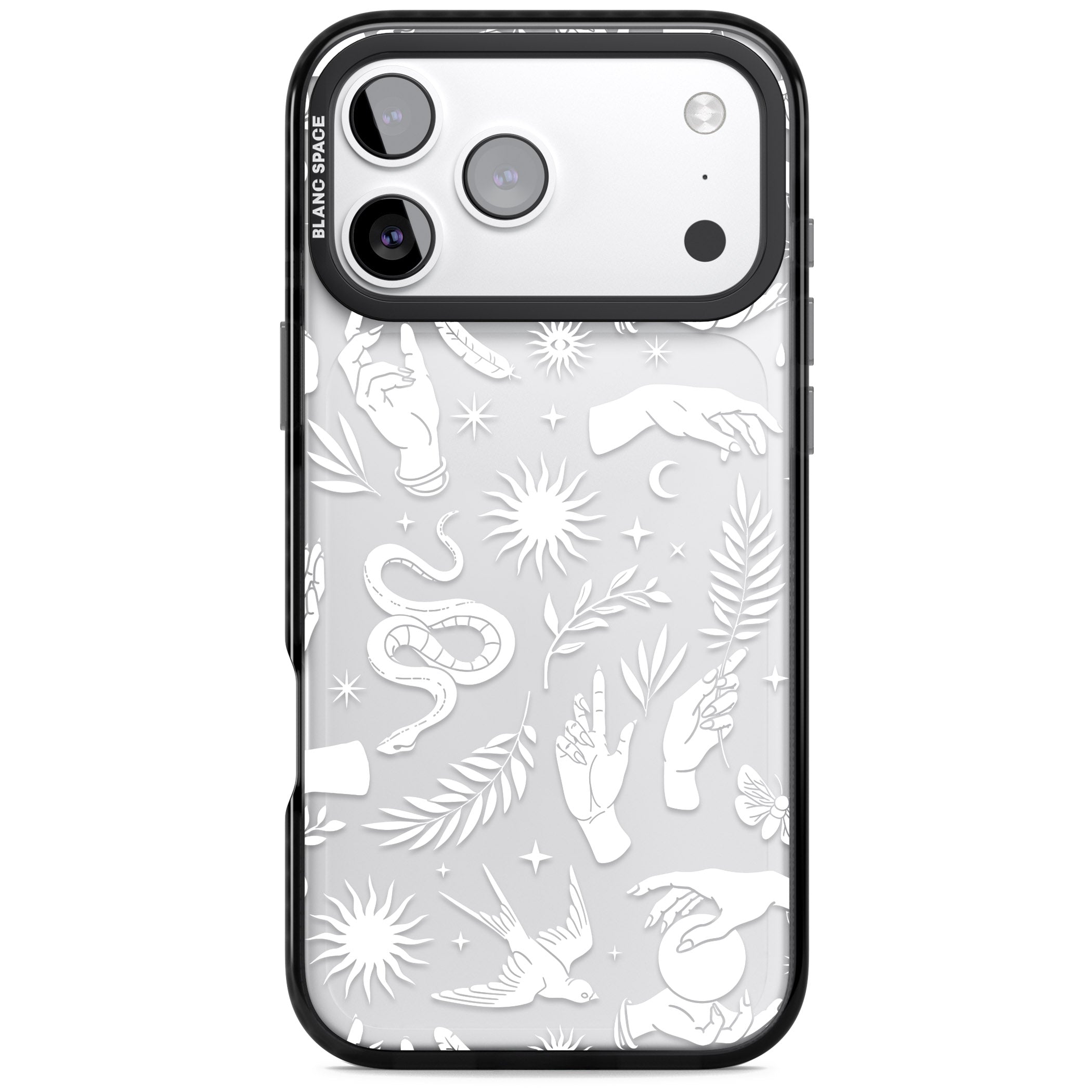 Celestial Pattern (White) iPhone 17 Pro Impact Black Phone Case