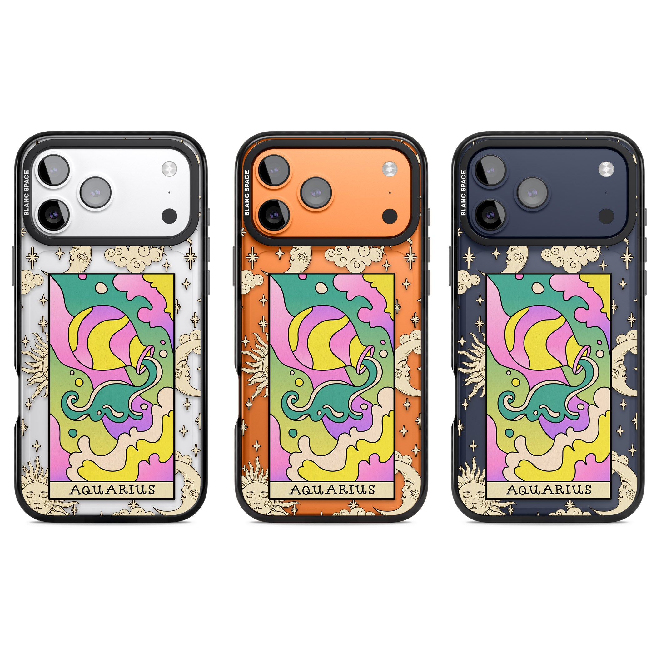 Celestial Zodiac Aquarius iPhone 17 Pro Impact Black Phone Case APT Impact Protection