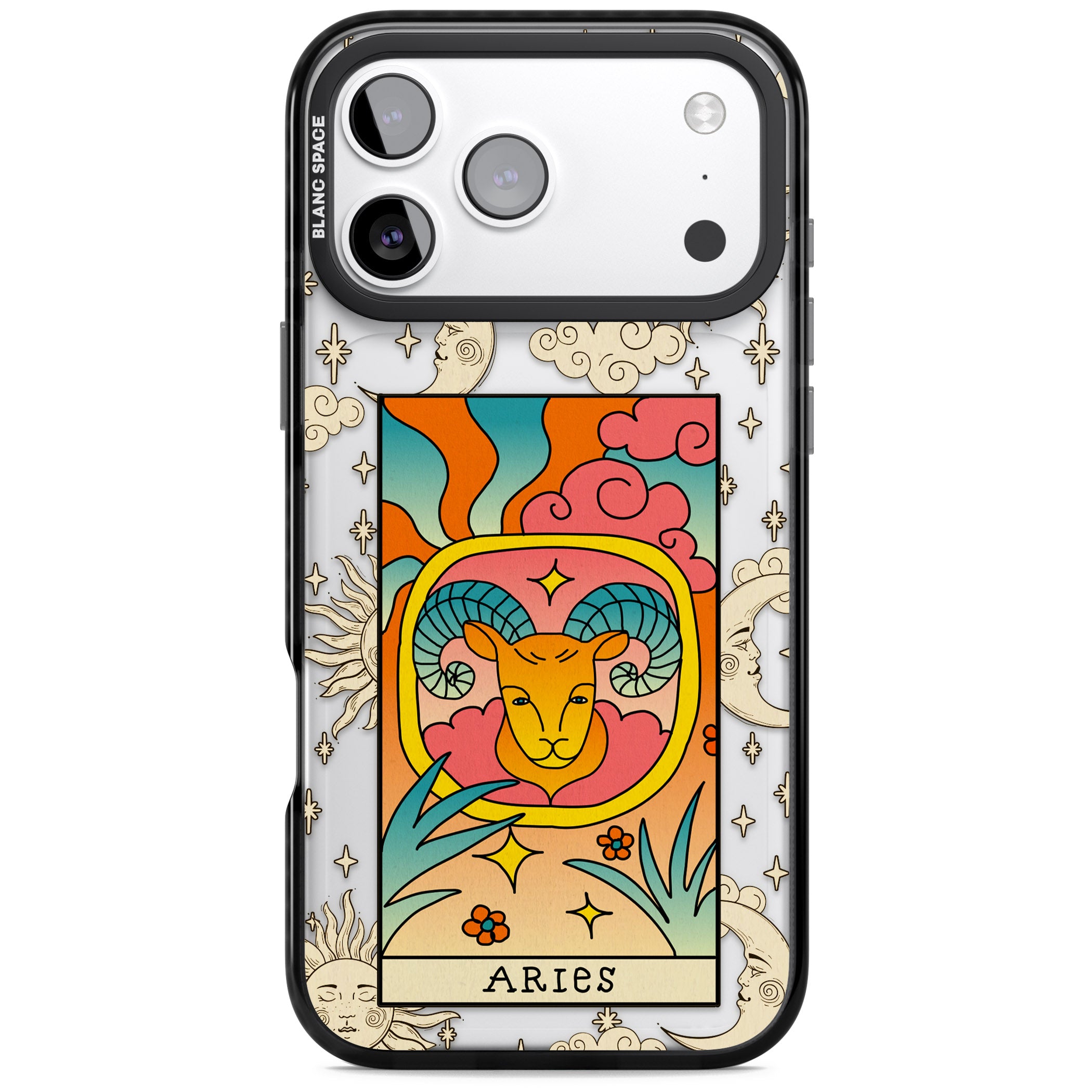 Celestial Zodiac Aries iPhone 17 Pro Impact Black Phone Case