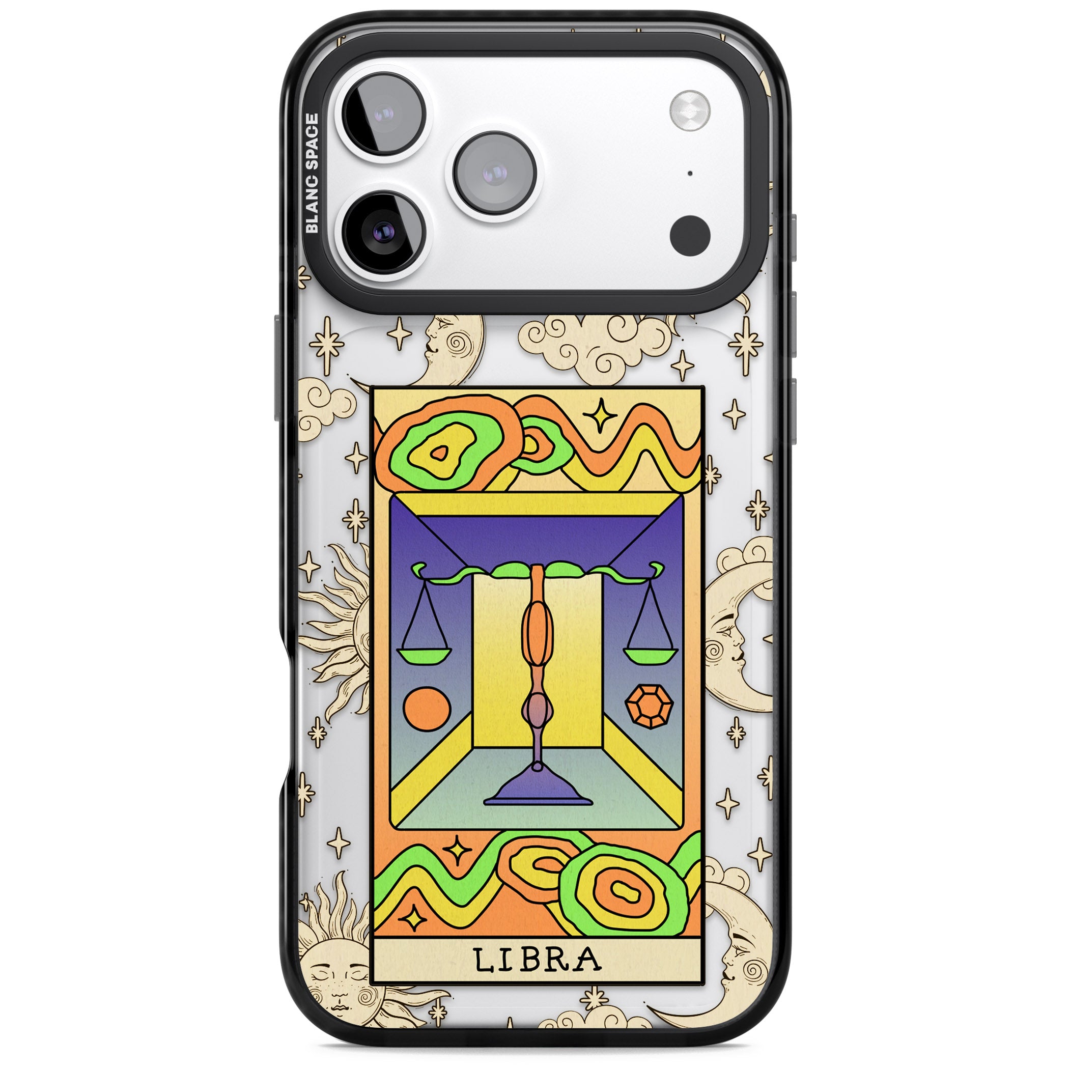 Celestial Zodiac Libra iPhone 17 Pro Impact Black Phone Case