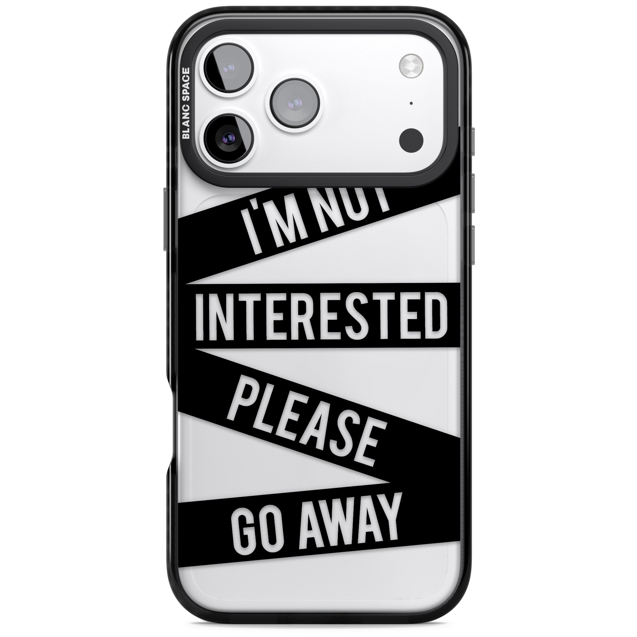 Not Interested Warning iPhone 17 Pro Impact Black Phone Case