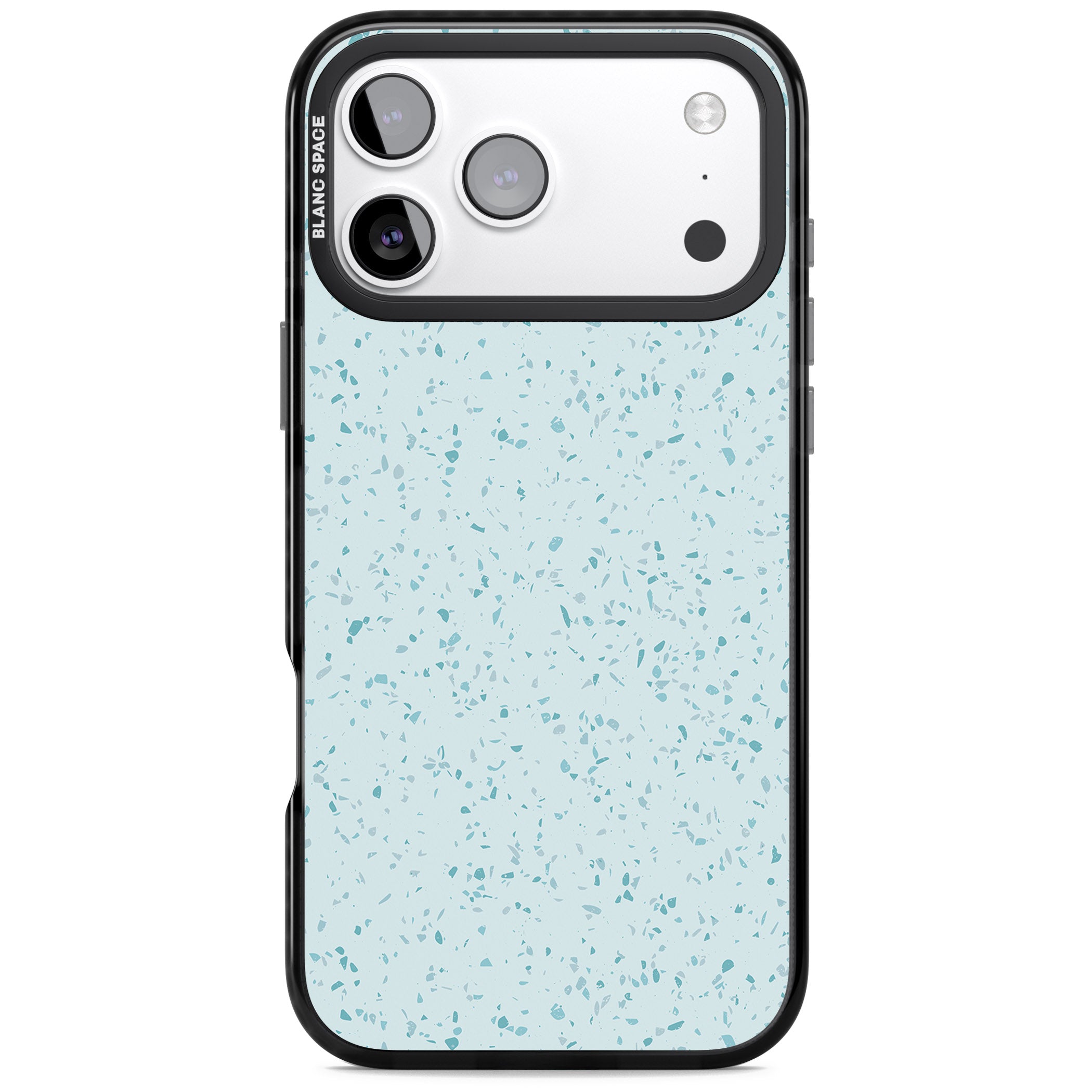 Light Blue Terrazzo Pattern iPhone 17 Pro Impact Black Phone Case