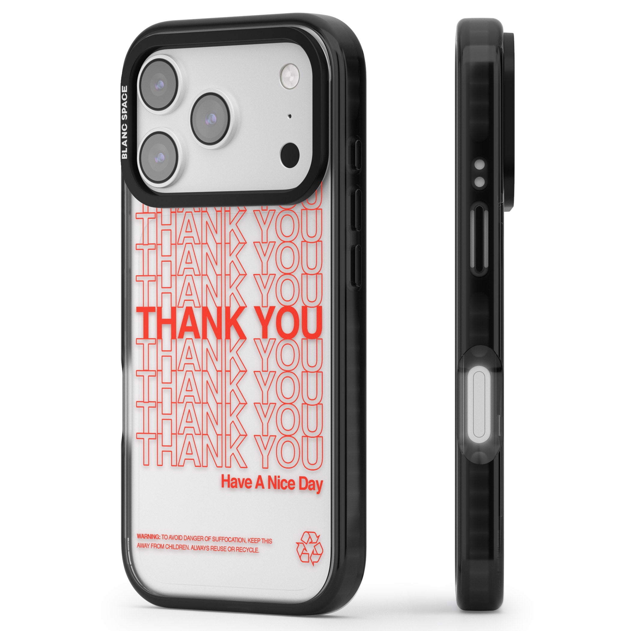 Thank You Have A Nice Day iPhone 17 Pro Impact Black Phone Case Side Profile
