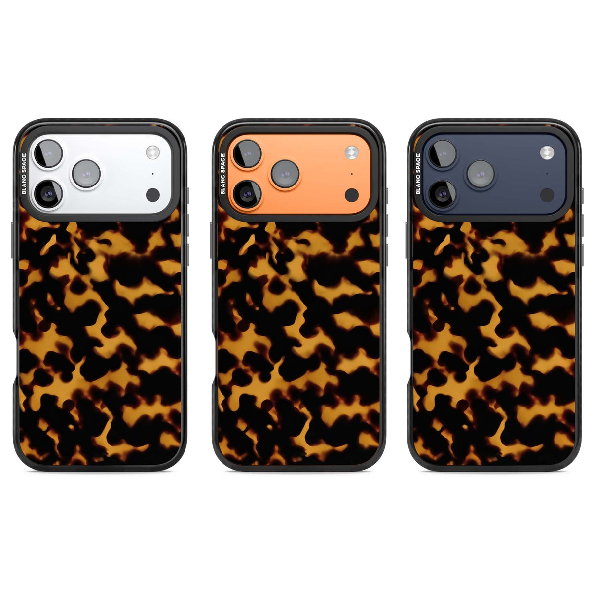 Amber Tortoise tortoiseshell iPhone case featuring warm amber and dark brown marble resin pattern | Clear Impact case for iPhone 17 Pro, iPhone 17 Pro Max