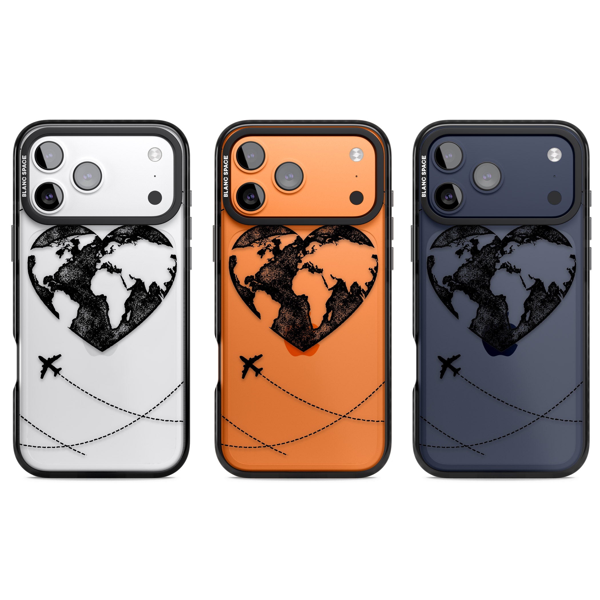 Globe Heart iPhone 17 Pro Impact Black Phone Case APT Impact Protection