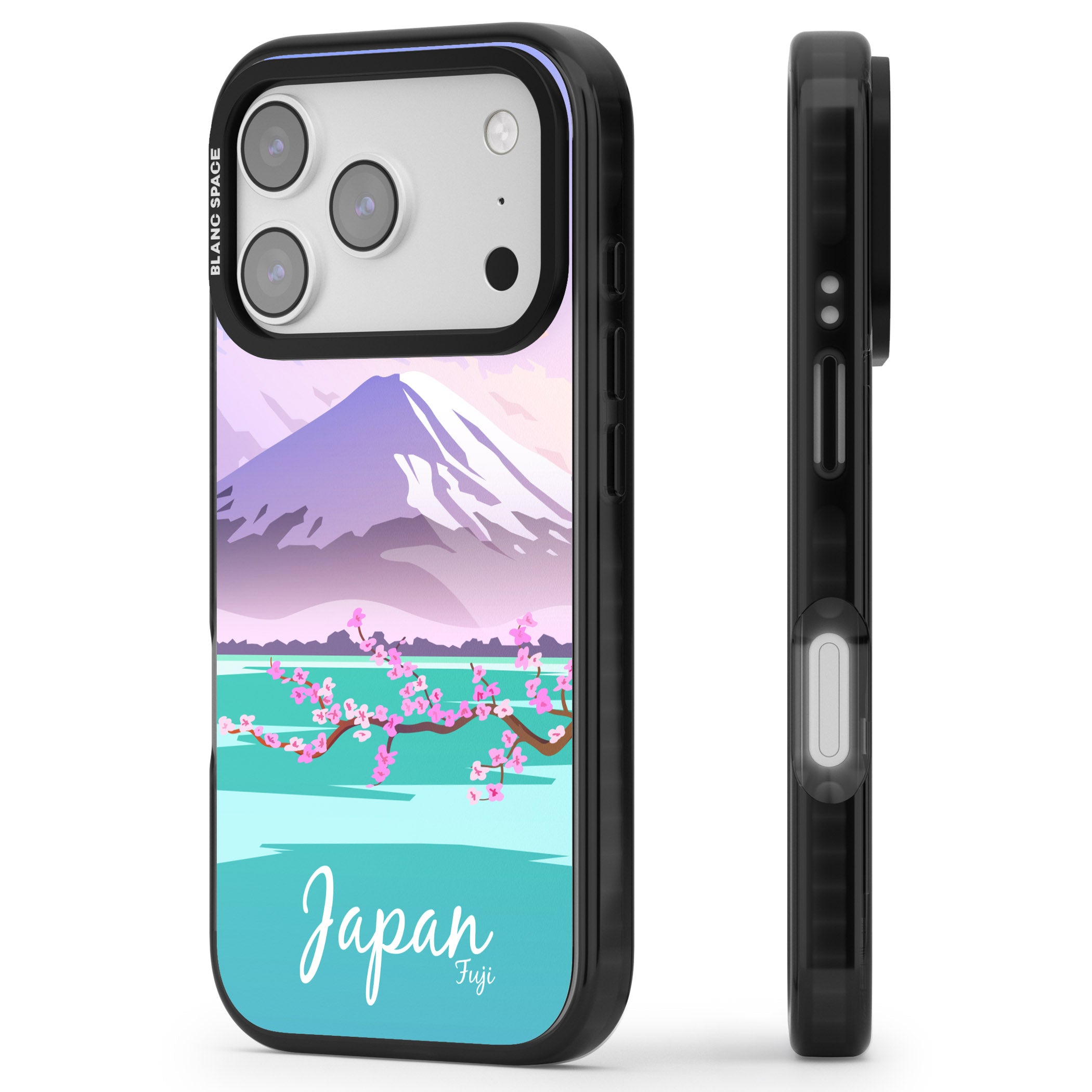 Vintage Travel Poster Japan iPhone 17 Pro Impact Black Phone Case Side Profile