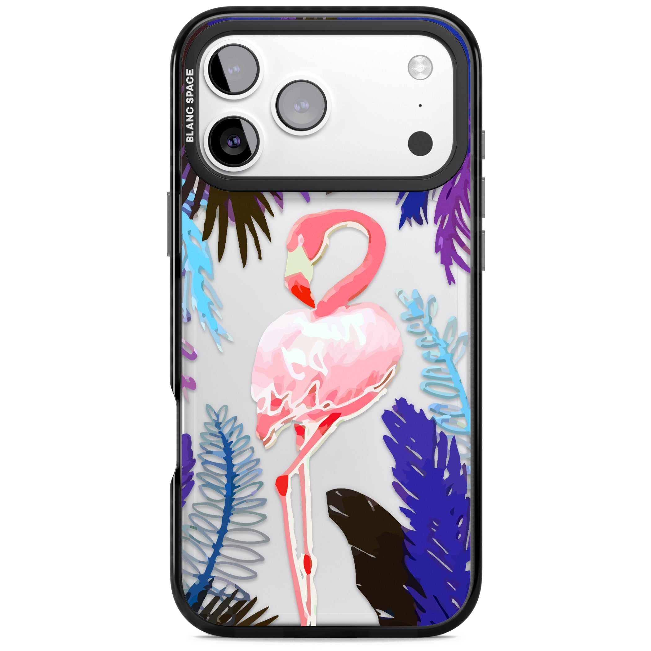 Tropical Flamingo iPhone 17 Pro Impact Black Phone Case