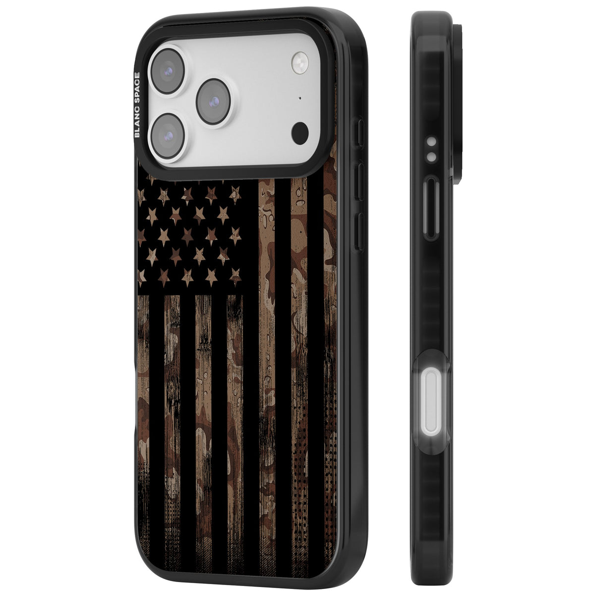 American Flag Camo iPhone 17 Pro Max Impact Black Phone Case side