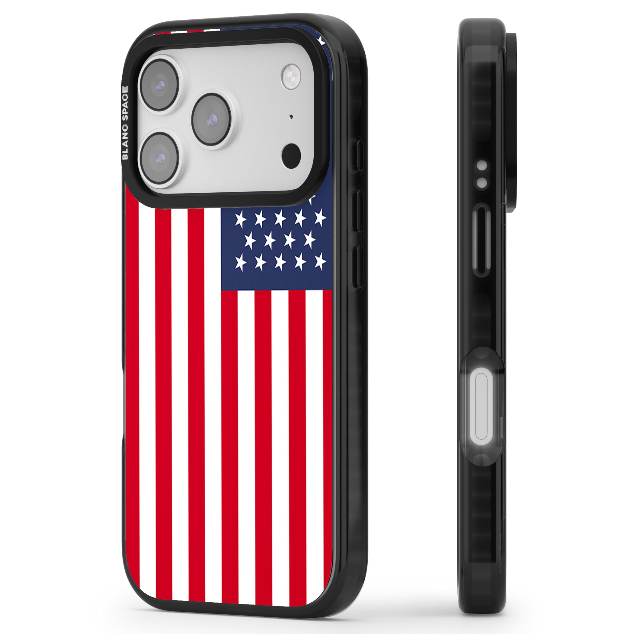 American Flag iPhone 17 Pro Impact Black Phone Case Side Profile