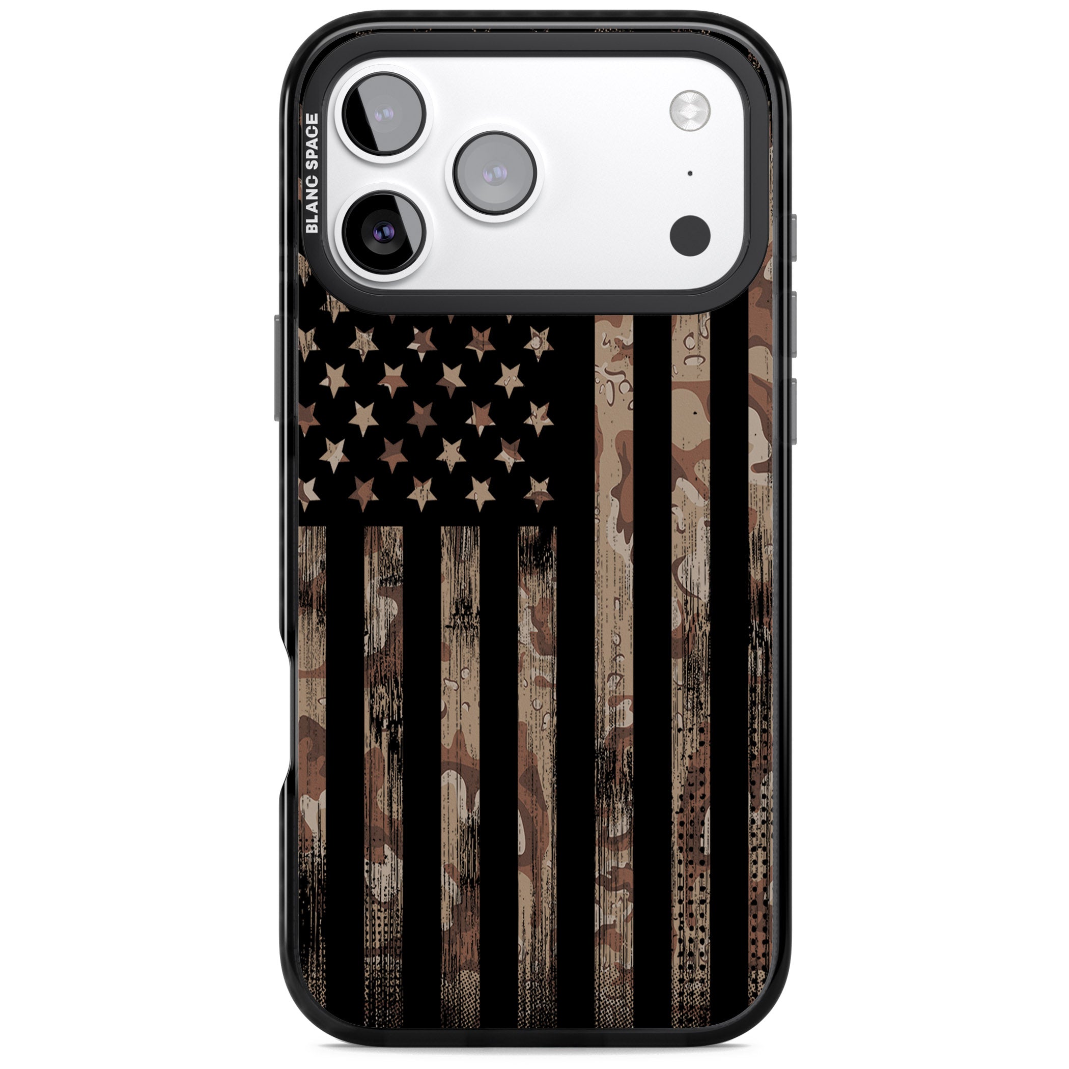 Desert Camo Us Flag iPhone 17 Pro Impact Black Phone Case