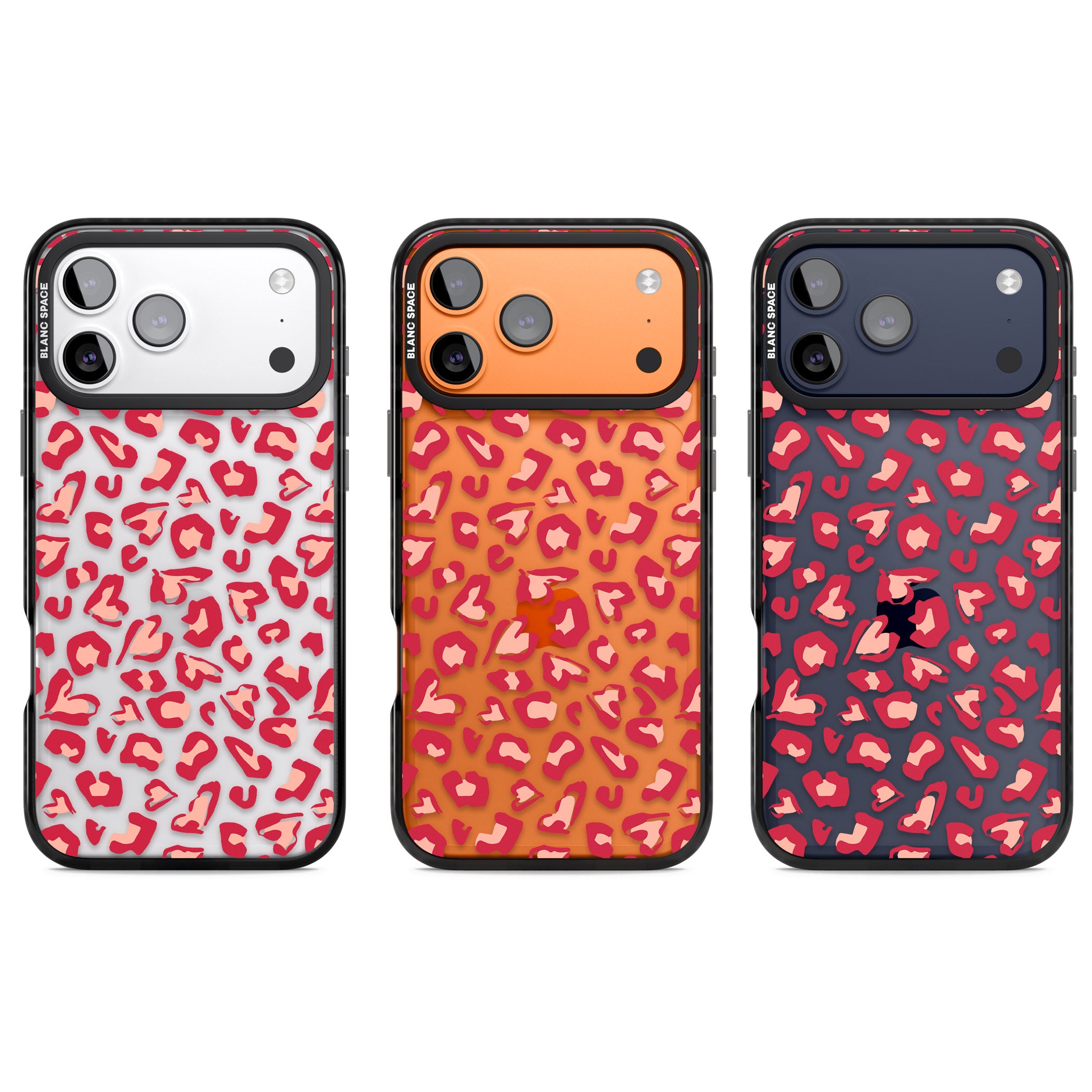 Heart Leopard Print iPhone 17 Pro Impact Black Phone Case APT Impact Protection