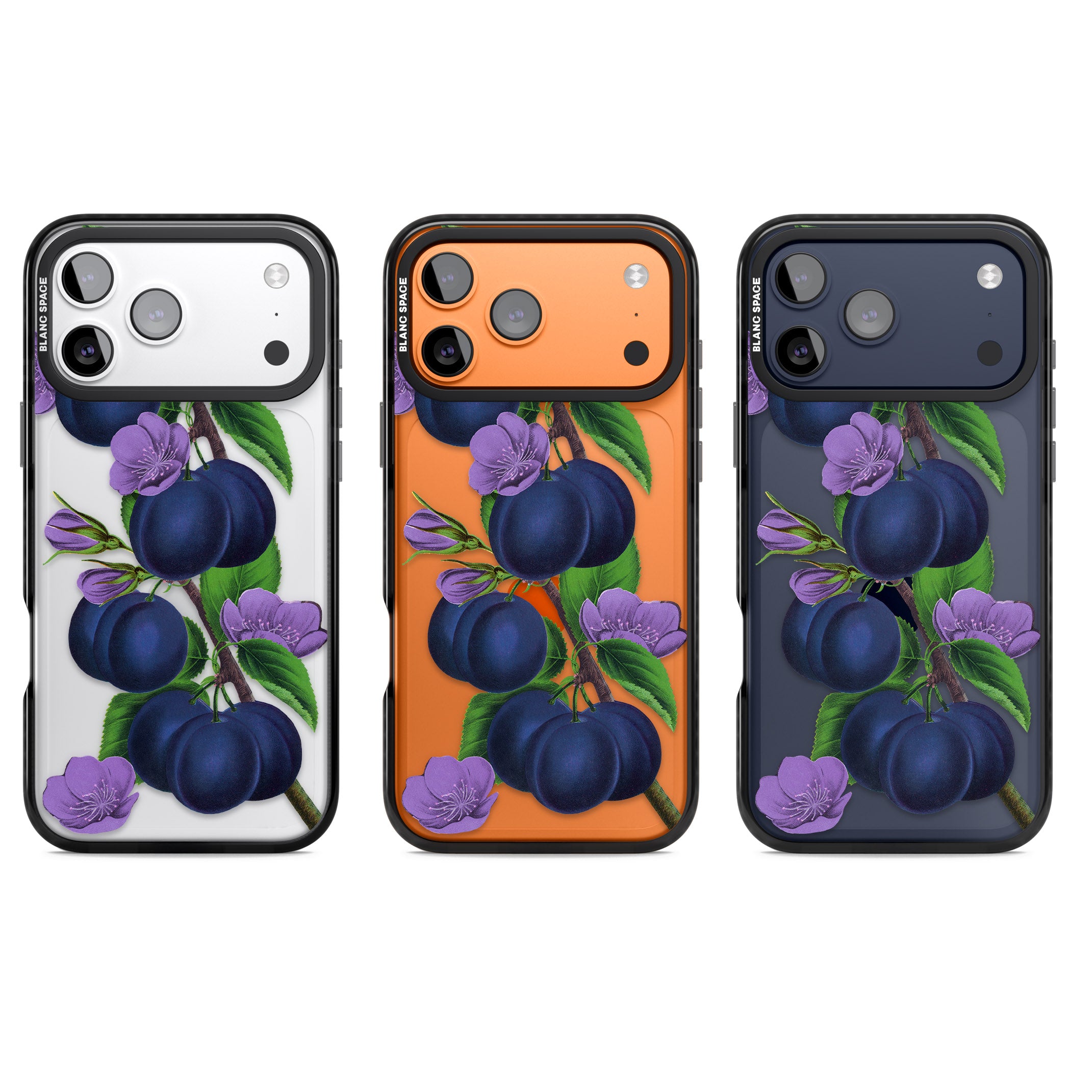 Vintage Painted Plums iPhone 17 Pro Impact Black Phone Case APT Impact Protection