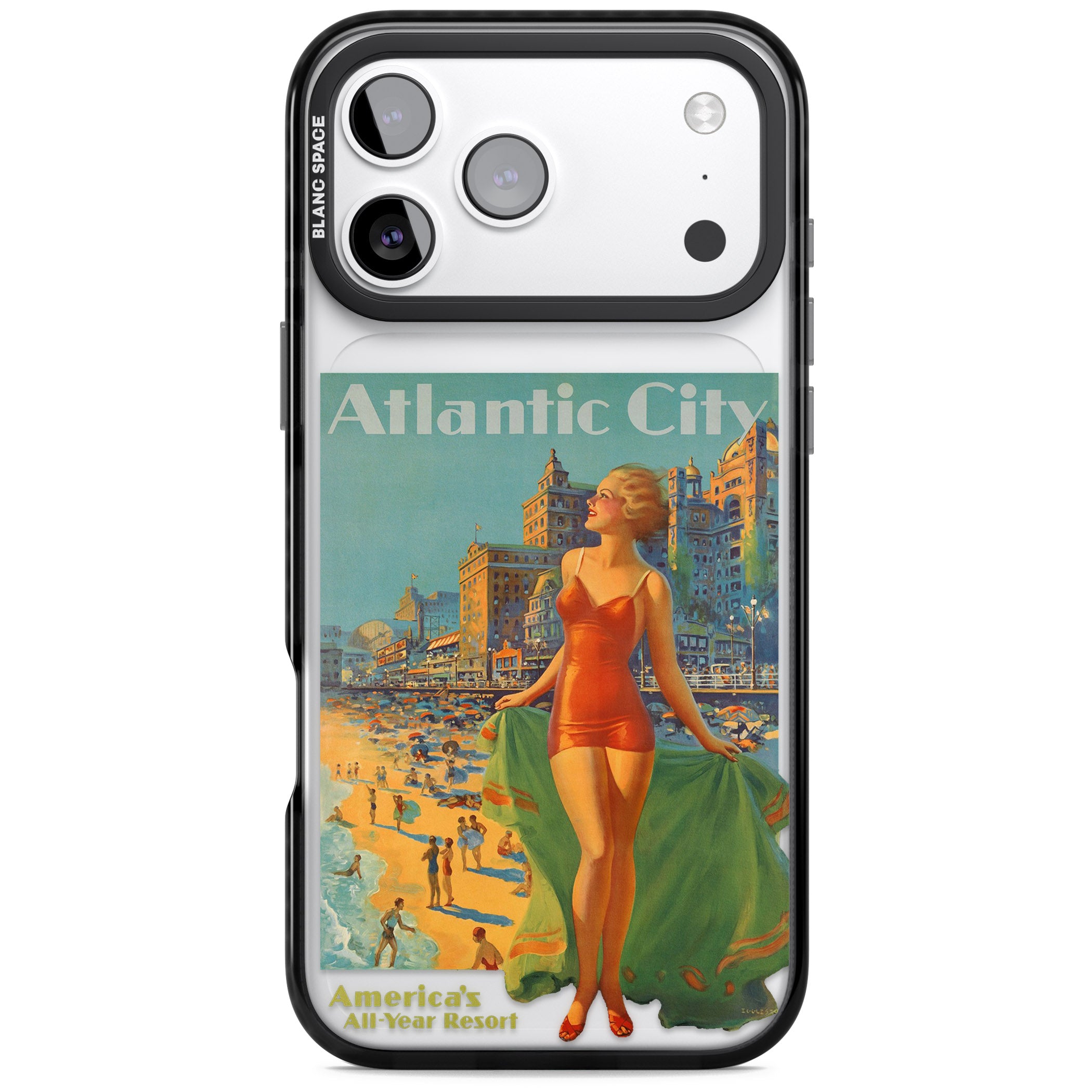 Atlantic City Vacation Poster iPhone 17 Pro Impact Black Phone Case