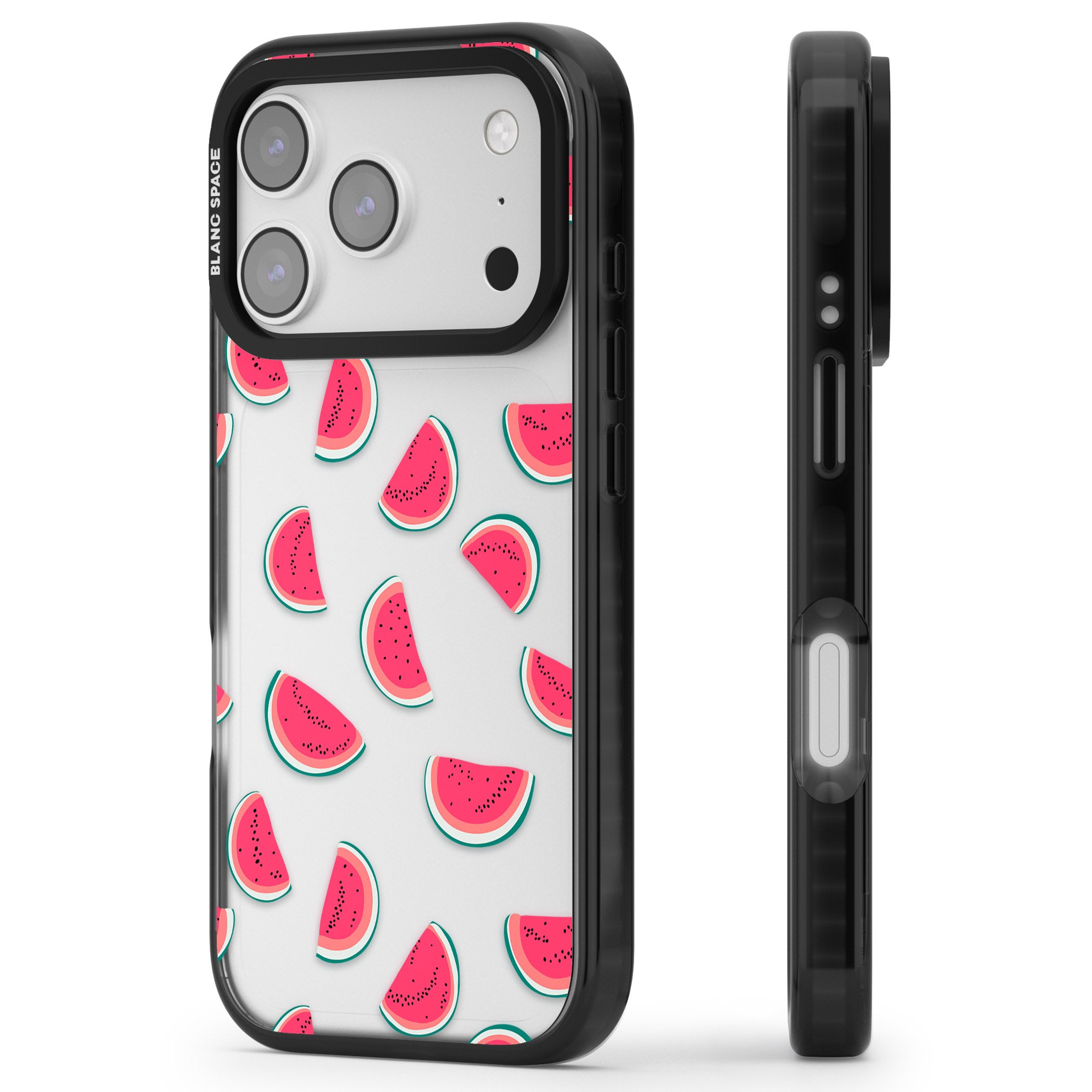 Watermelon Slices iPhone 17 Pro Impact Black Phone Case Side Profile