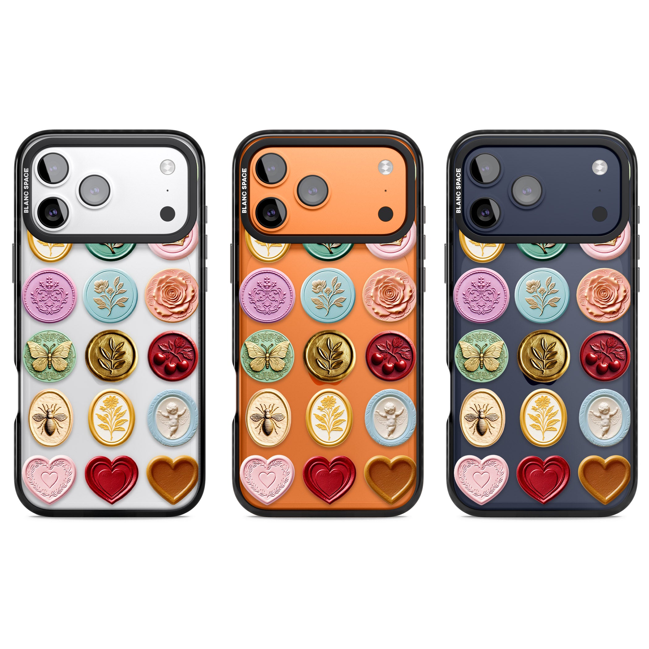 Vintage Wax Seal Pattern iPhone 17 Pro Impact Black Phone Case APT Impact Protection