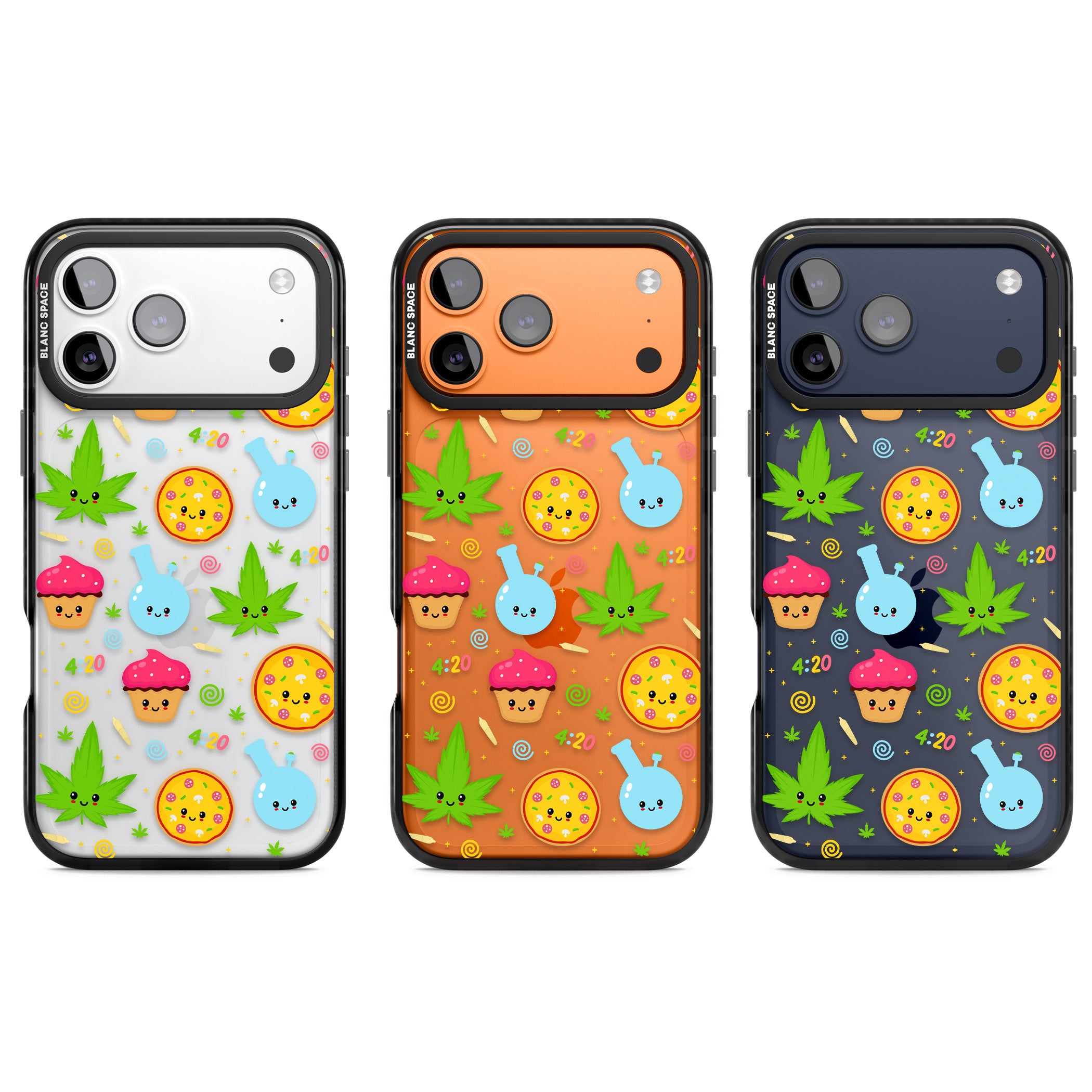 Kawaii Weed Pattern iPhone 17 Pro Impact Black Phone Case APT Impact Protection