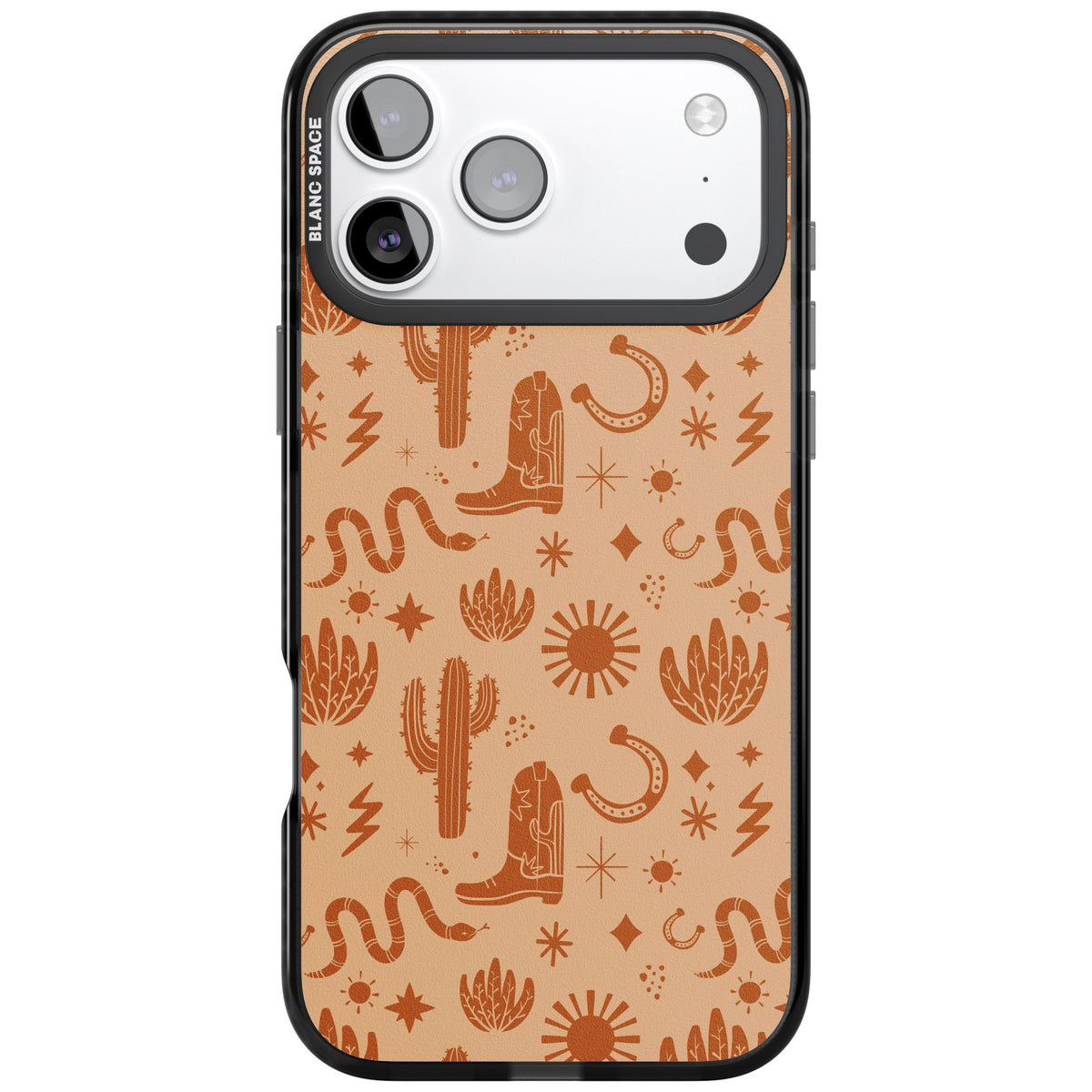 Wild West Pattern iPhone 17 Pro Max Impact Black Phone Case front